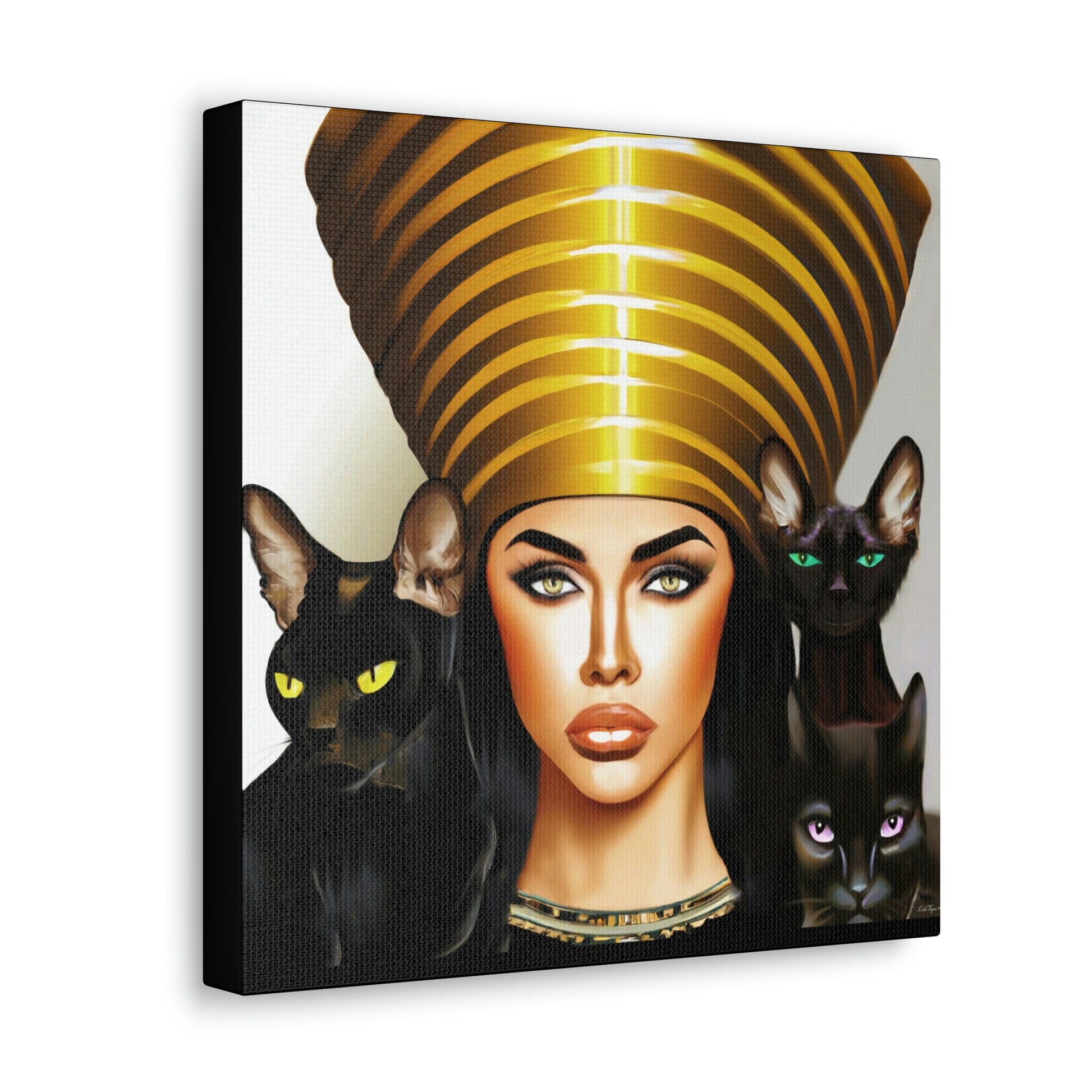 wall art, wall art canvas, wall art dcor, wall art egypt, egyptian queen, black cat art, cat art print, egypt, black cats, cat prints - LOLA VEGAS ART
