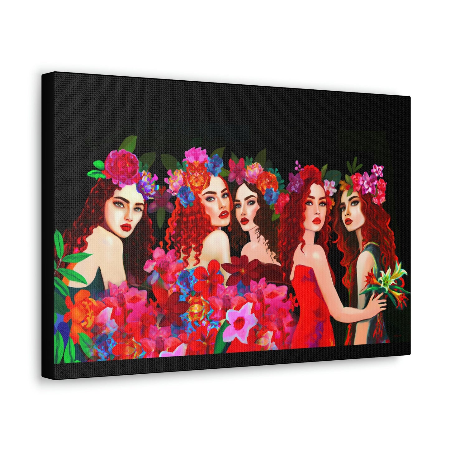 red hair, women, wall art, wall art canvas, wall art dcor, flowers, , wall art woman, wall art girl, wall art horizontal