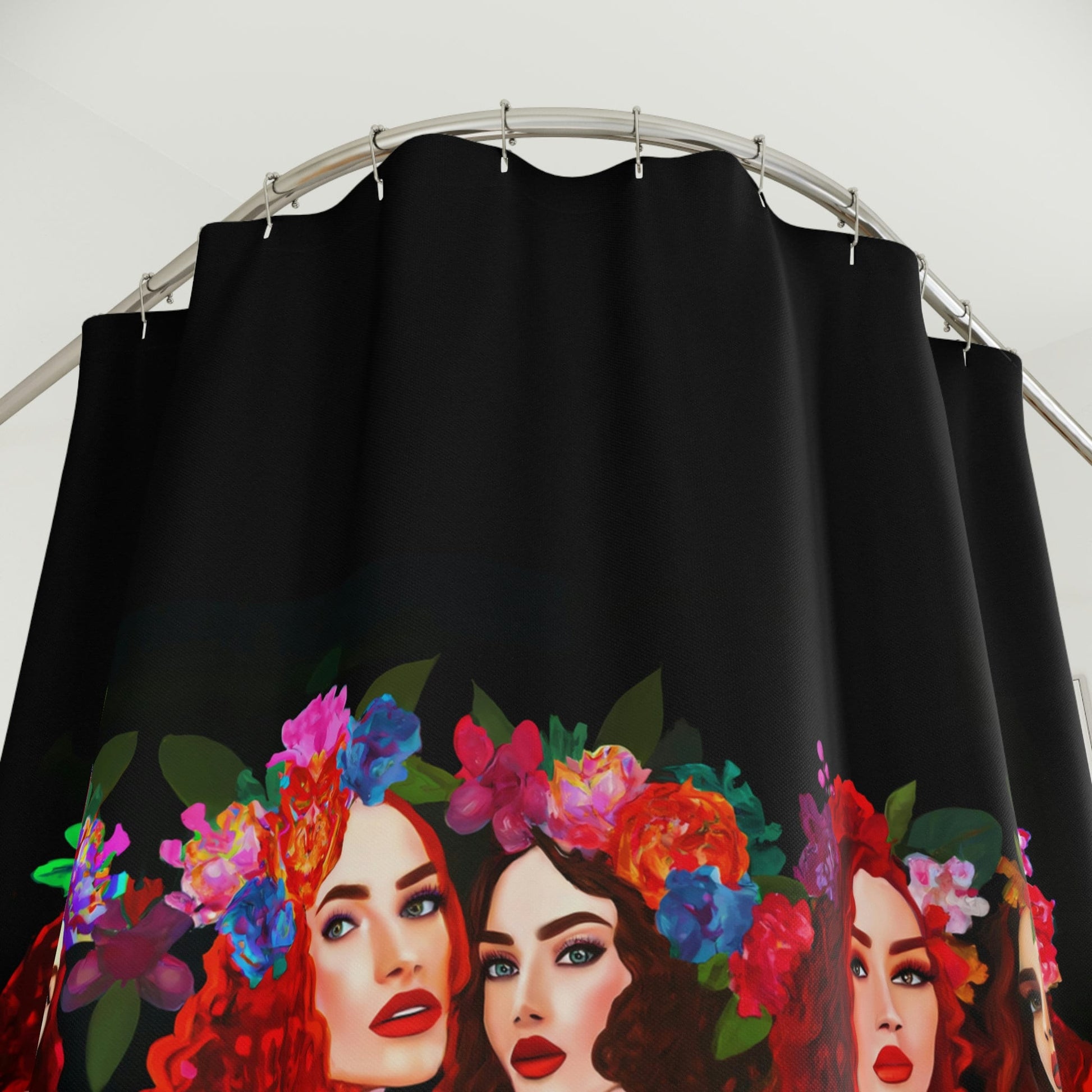 women, flowers, shower curtain, home accessories, bathroom dcor, bathroom, home dcor, housewarming gift, shower room decor - LOLA VEGAS ART