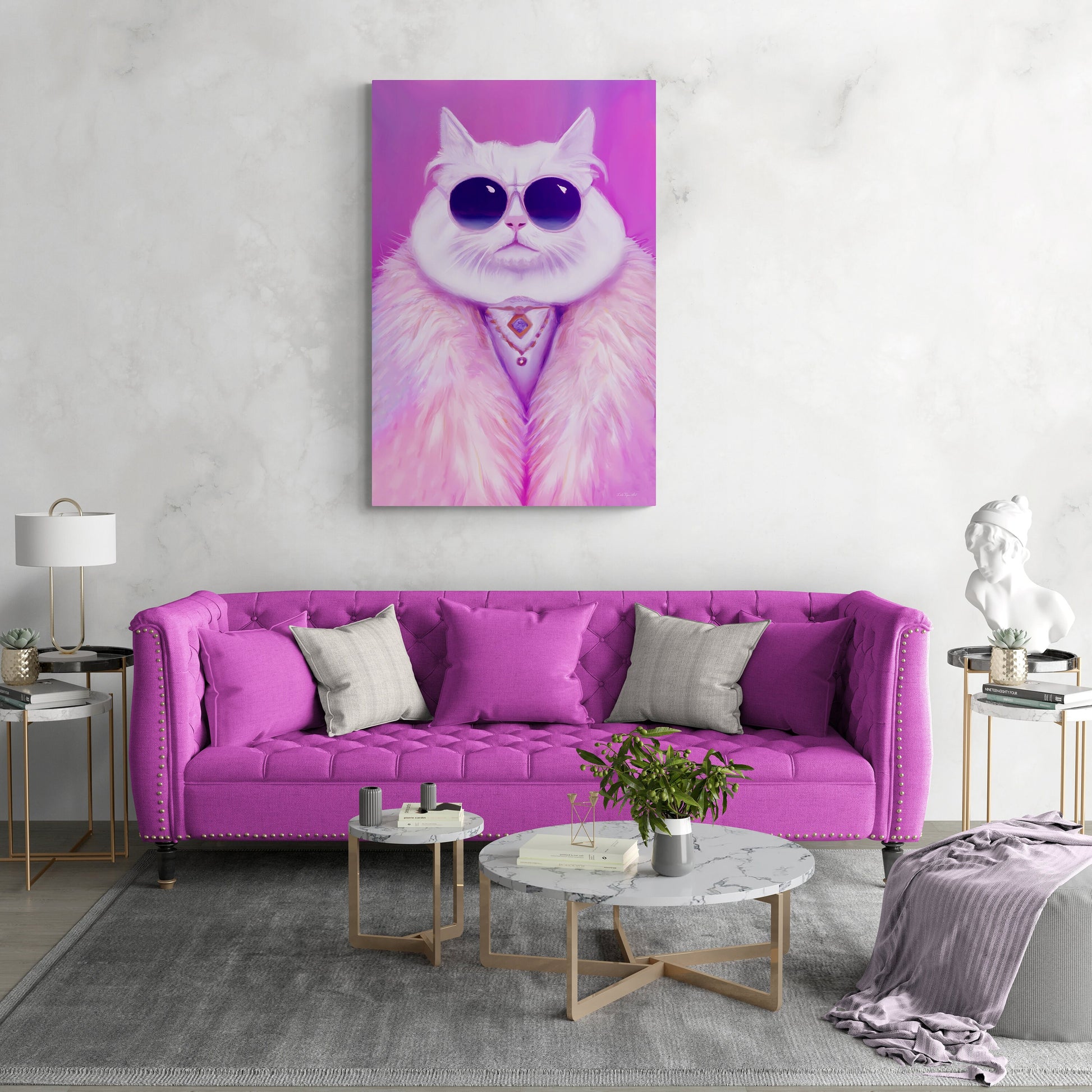 cat, sunglasses, feline, wall art, wall art canvas, wall art dcor, room wall dcor, unique art, animal art, quirky wall art - LOLA VEGAS ART