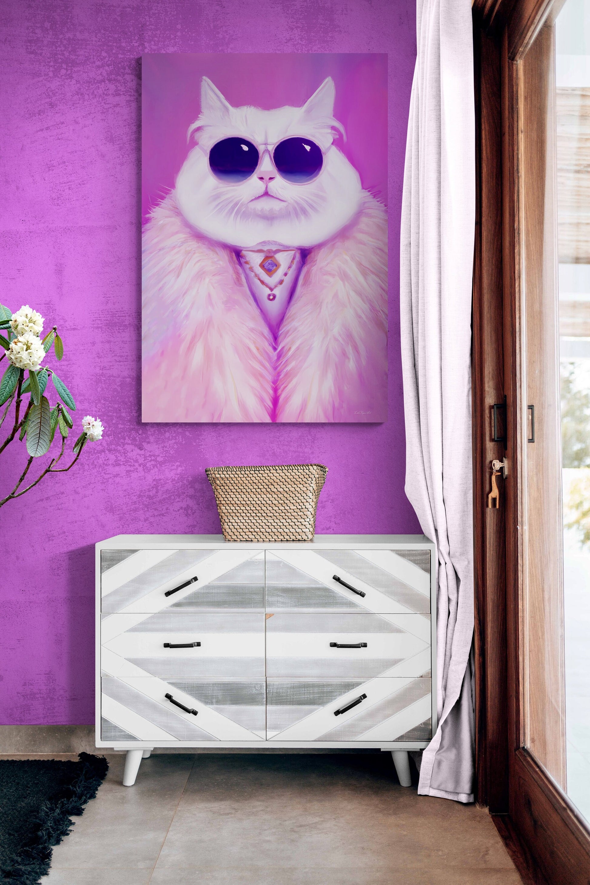 cat, sunglasses, feline, wall art, wall art canvas, wall art dcor, room wall dcor, unique art, animal art, quirky wall art - LOLA VEGAS ART