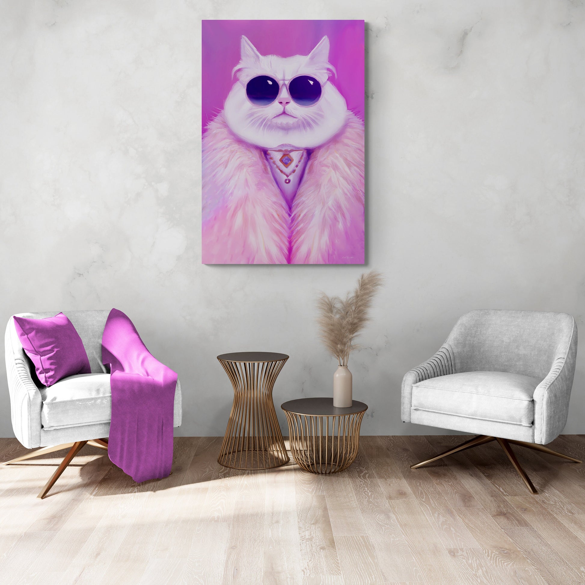 cat, sunglasses, feline, wall art, wall art canvas, wall art dcor, room wall dcor, unique art, animal art, quirky wall art - LOLA VEGAS ART