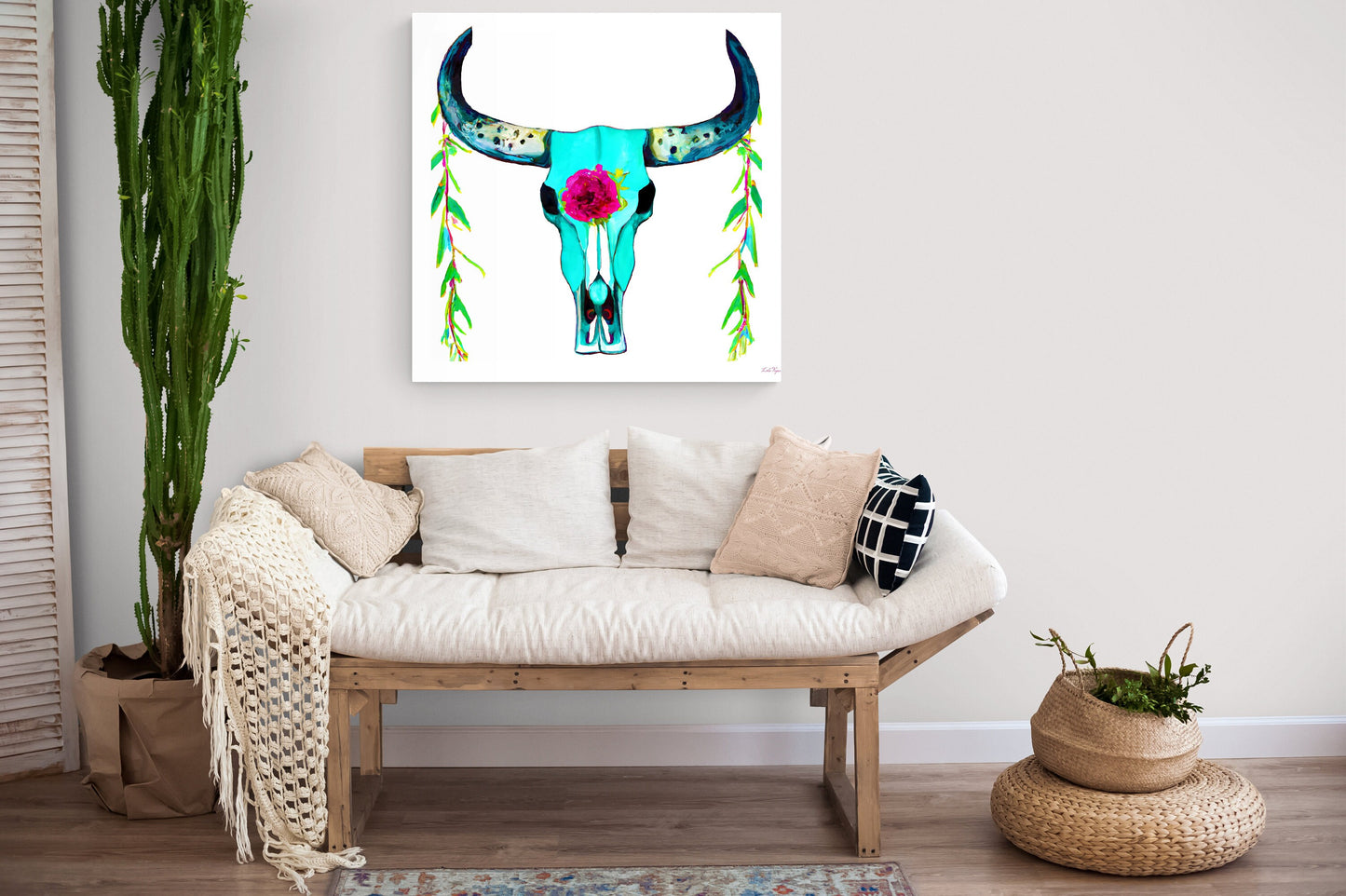 boho art prints, cow skull, wall art, wall art canvas, wall art dcor, boho wall art,  boho style decor, southwestern wall art