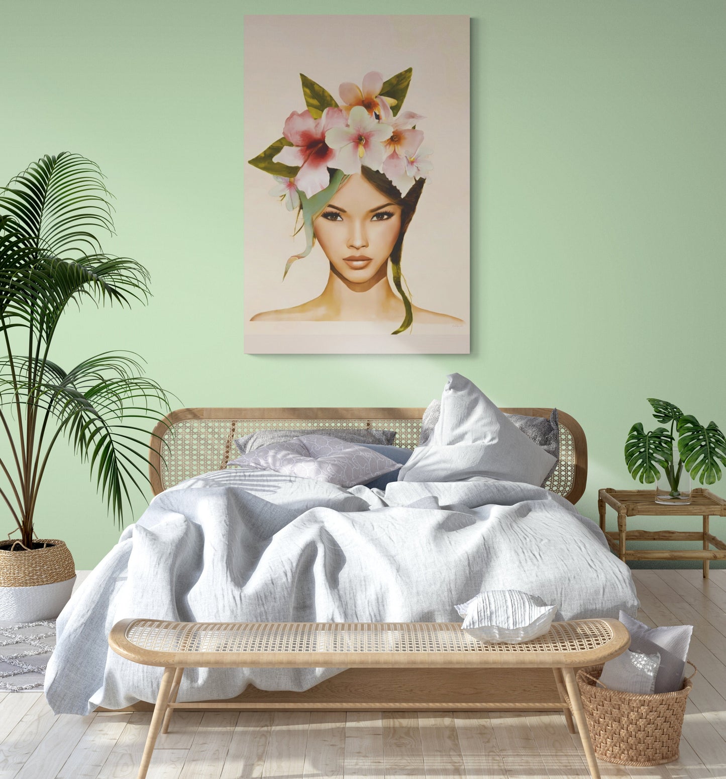 flowers, asian woman, wall art, wall art canvas, wall art dcor, room wall dcor, unique art, wall art woman