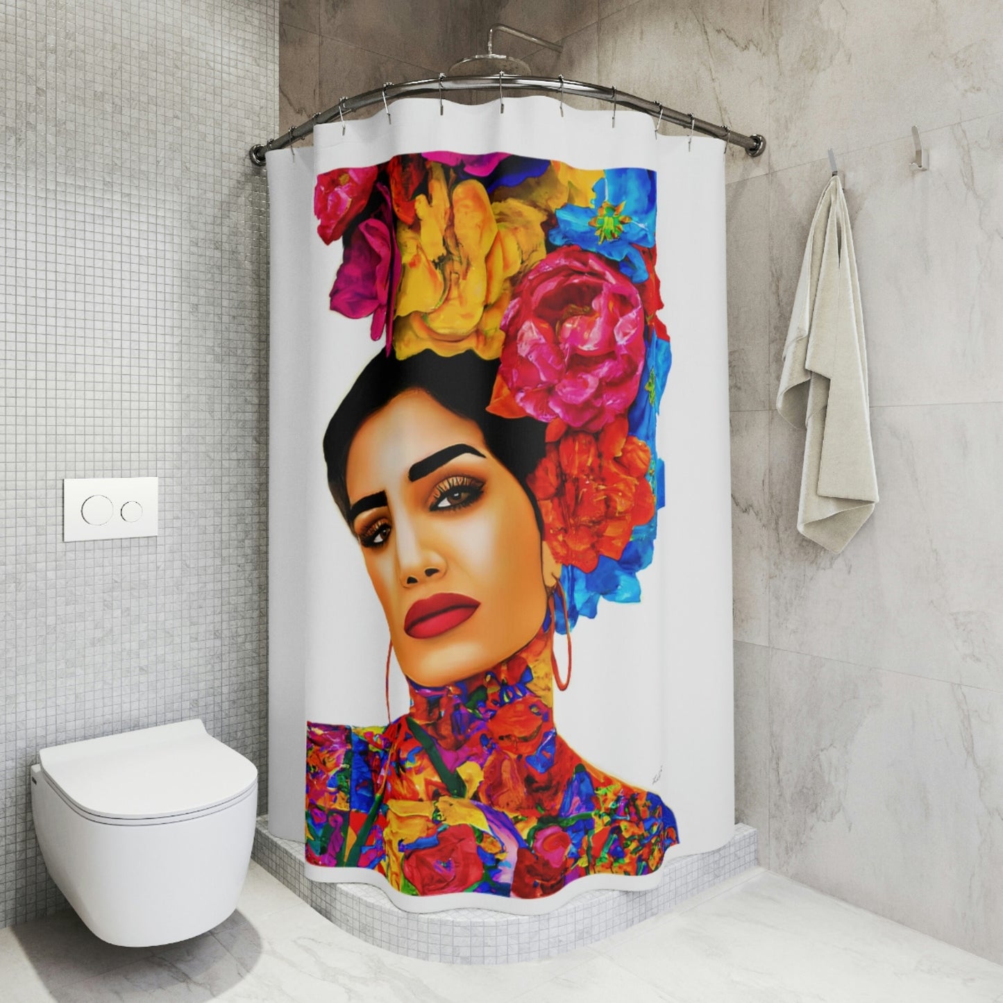 latina, tattoo's, flowers, shower curtain, home accessories, bathroom dcor, bathroom, home dcor, housewarming gift, shower room decor