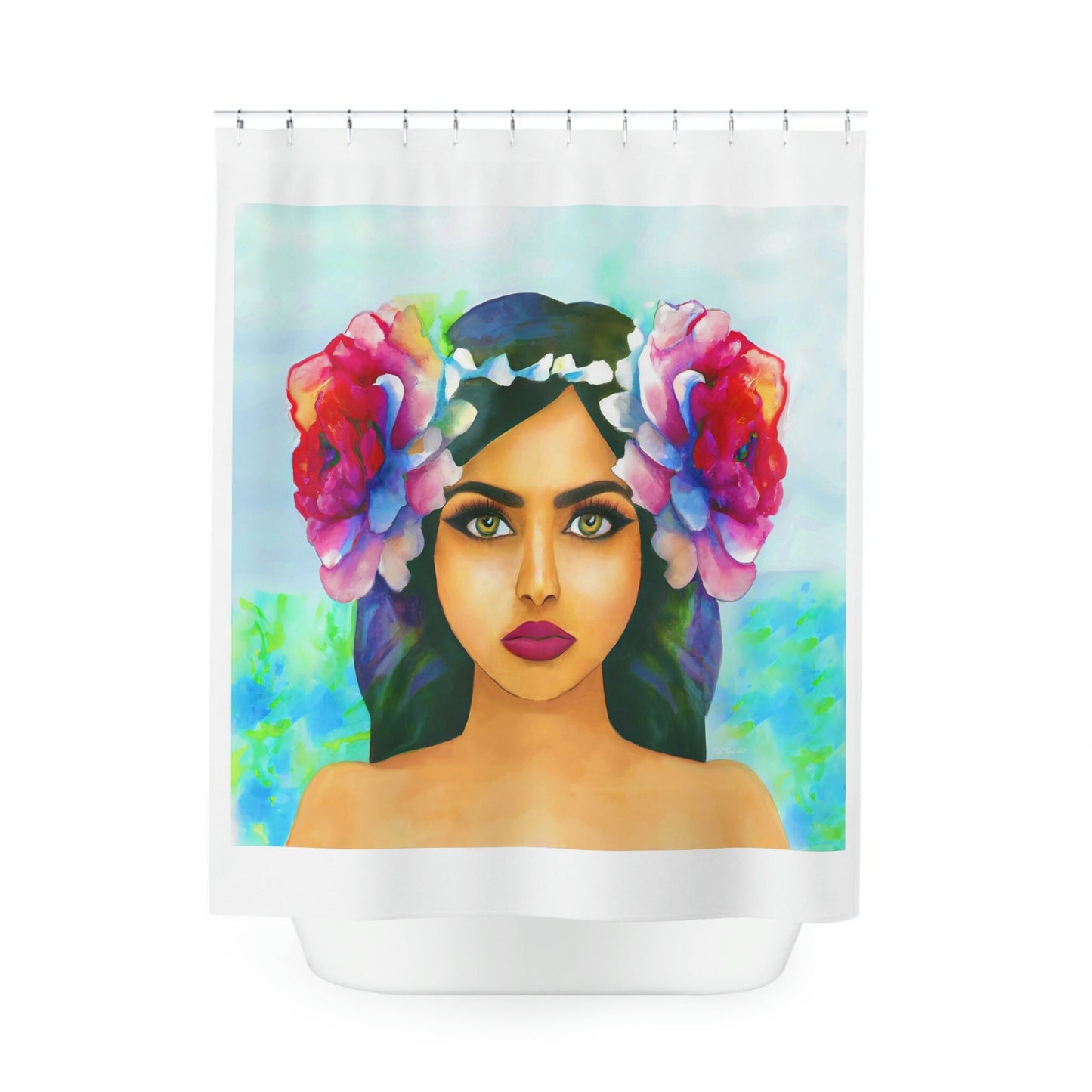 flowers. island girl,  shower curtain, home accessories, bathroom dcor, bathroom, home dcor, housewarming gift, shower room decor