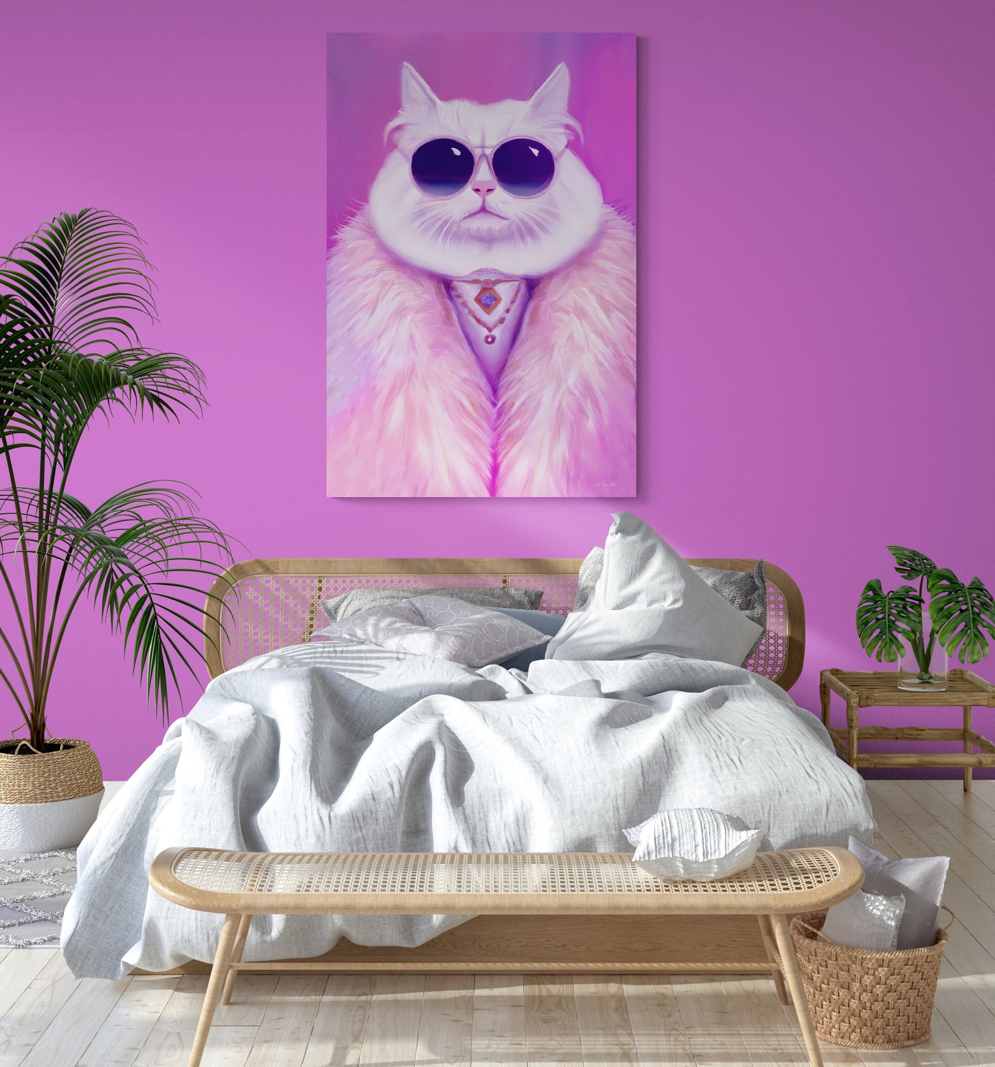 cat, sunglasses, feline, wall art, wall art canvas, wall art dcor, room wall dcor, unique art, animal art, quirky wall art - LOLA VEGAS ART