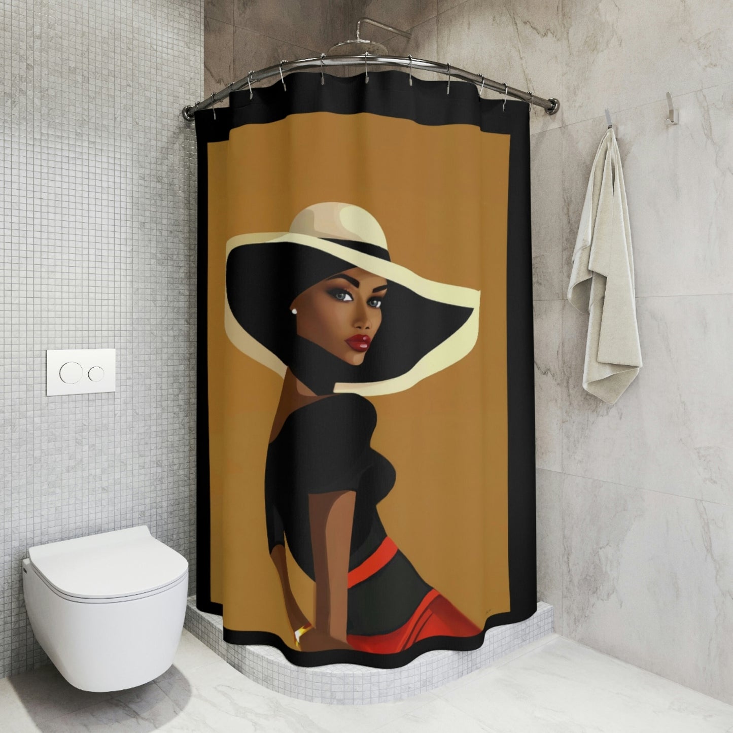 black woman, urban art, shower curtain, home accessories, bathroom decor, bathroom, home dcor, housewarming gift, shower room decor