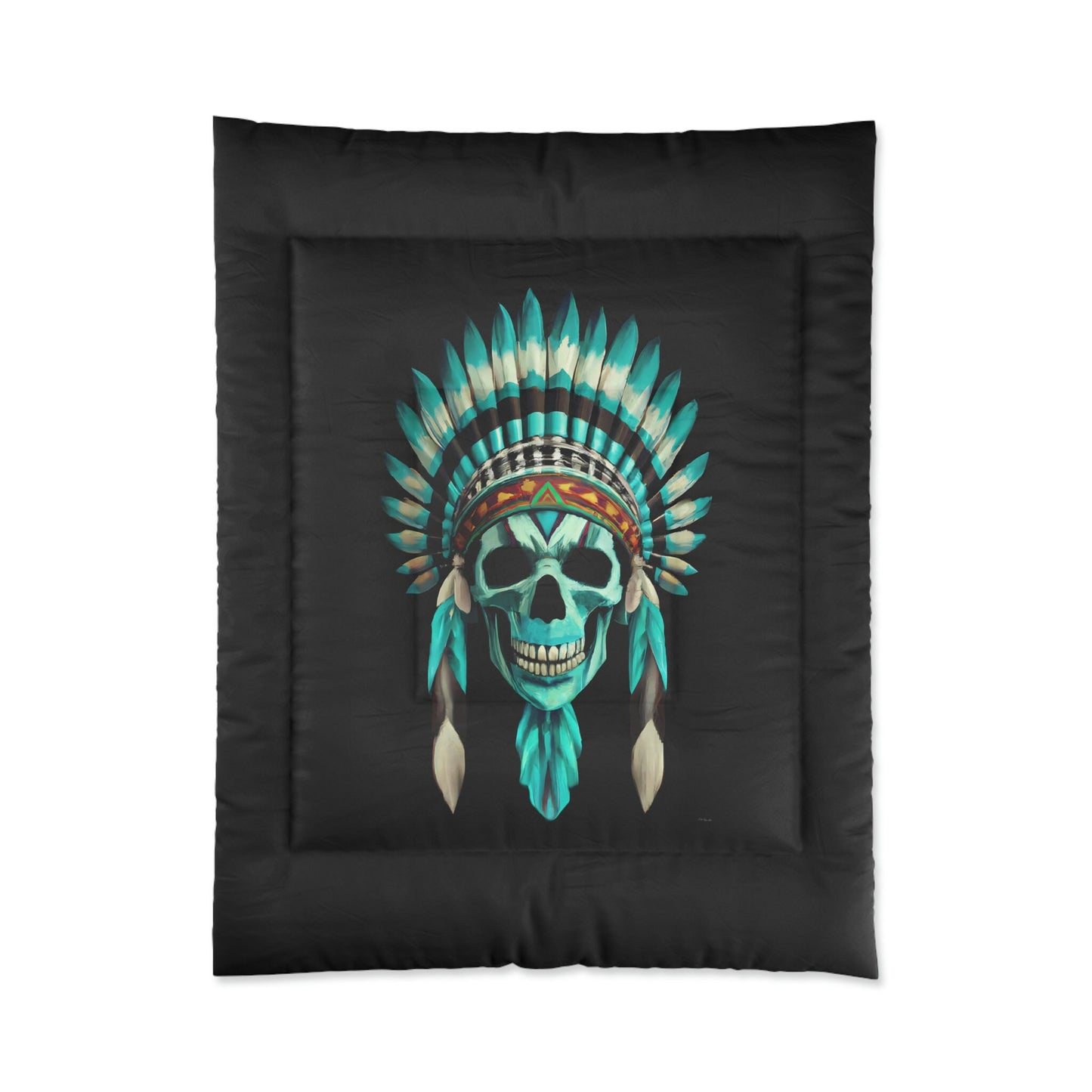 skull, native american headdress, comforter, bedroom decor, bedding, twin XL, queen, king size, modern home decor, gothic, modern bedroom