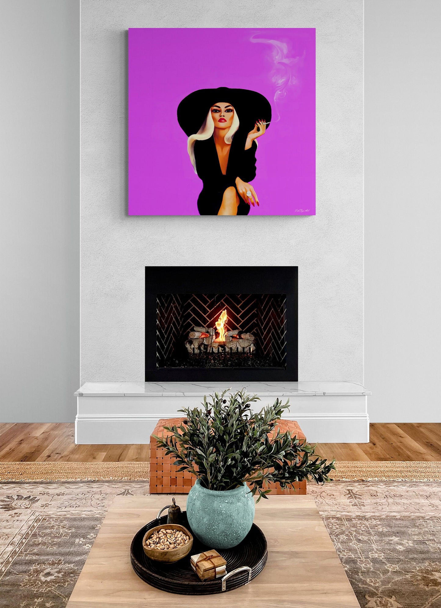 woman in hat, glamorous, cigarette, wall art, wall art canvas, wall art dcor, wall art prints, woman dcor, feminine wall art, smoking