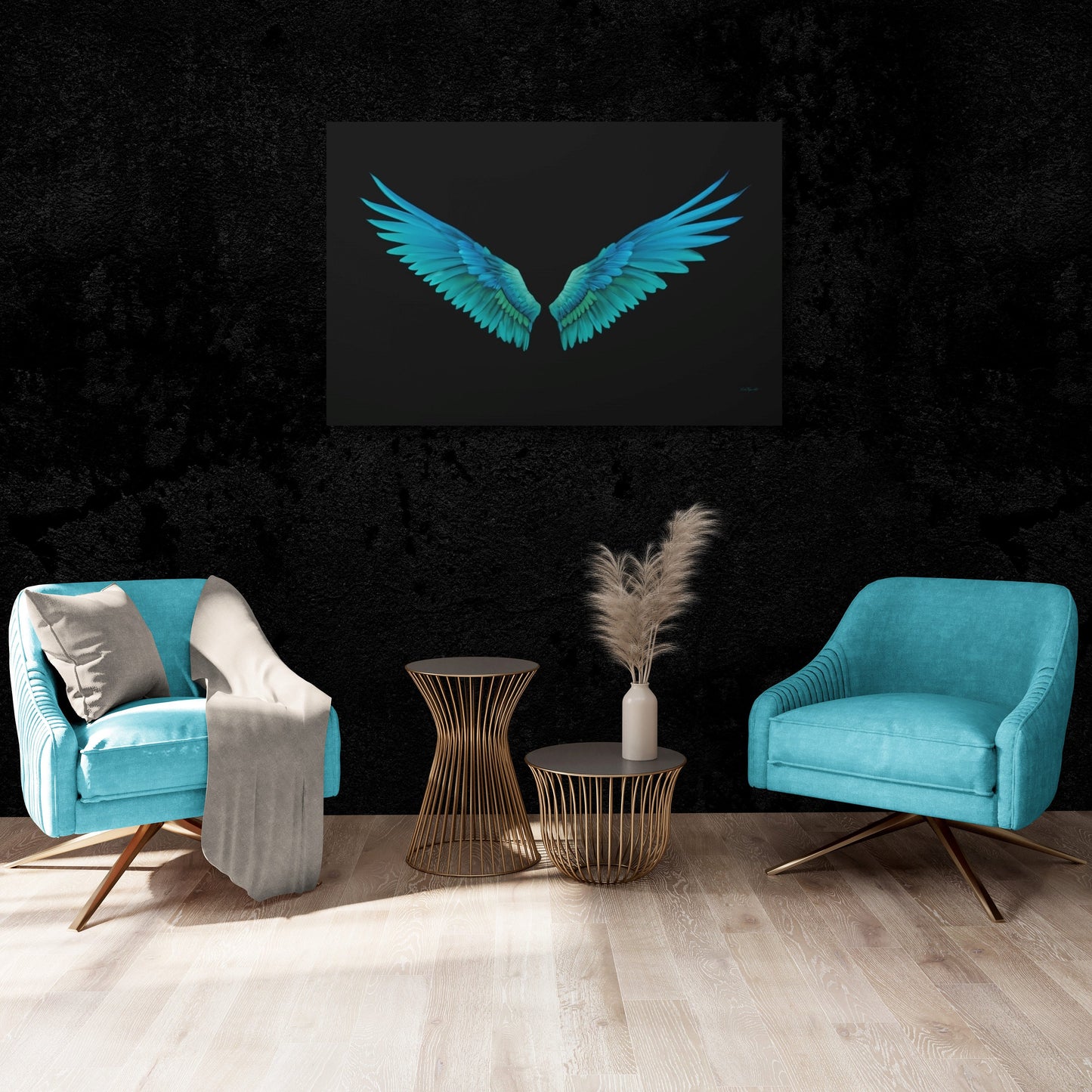 angel wings, turquoise, spiritual, wall art, wall art canvas, wall art dcor, religious, wall art dcor, angel wings art, wings, feathers - LOLA VEGAS ART