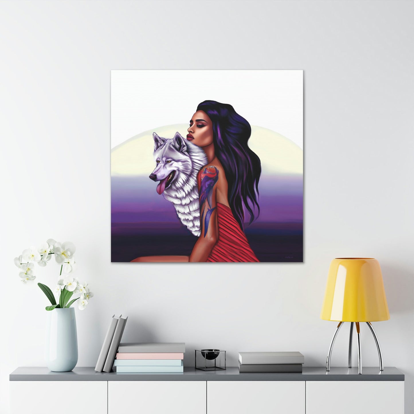 native american, woman, wolf, wall art, wall art canvas, wall art dcor, wall art entryway, goddess, wolves, wall art animals, pagan,