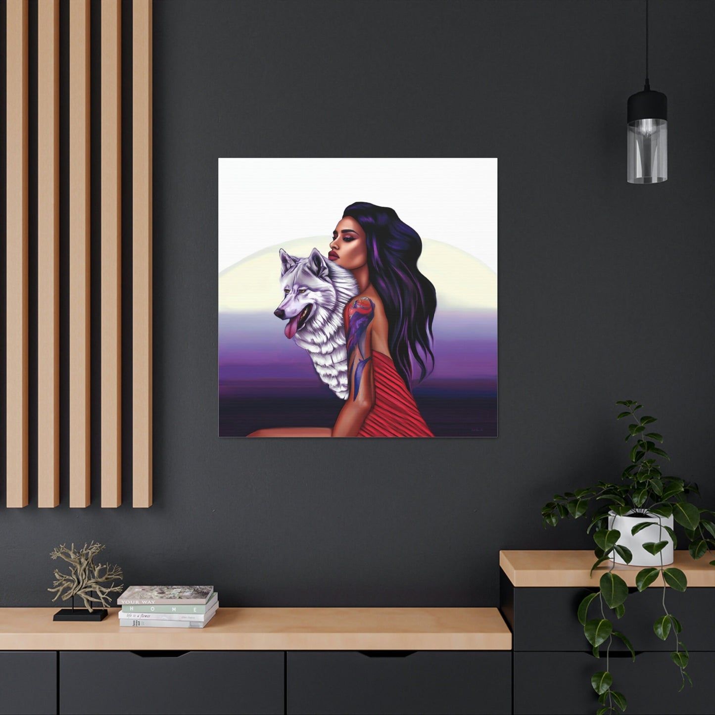 native american, woman, wolf, wall art, wall art canvas, wall art dcor, wall art entryway, goddess, wolves, wall art animals, pagan,