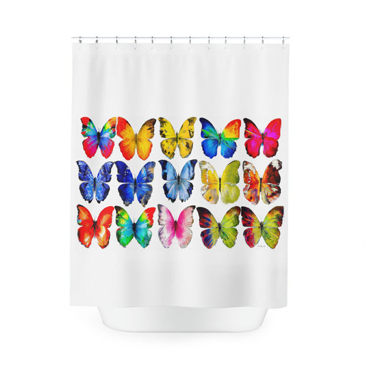 colorful butterflies,  shower curtain, home accessories, bathroom dcor, bathroom, home dcor, housewarming gift, shower room decor, insec