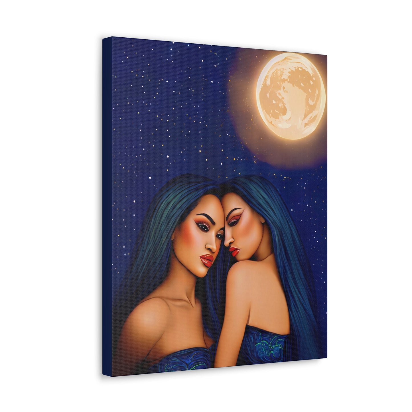 hawaiian women, moonlight, wall art, wall art canvas, wall art decor, room wall decor,  woman print