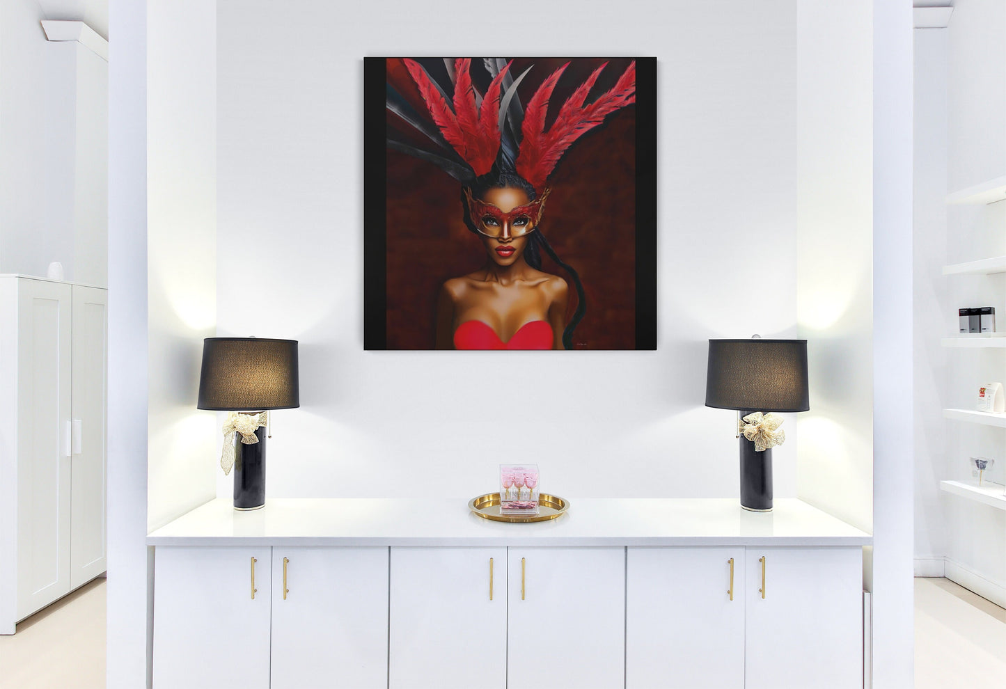 black woman, goddess, wall art, wall art canvas, wall art dcor, wall art woman, mardi gras, african american, black girl magic, urban