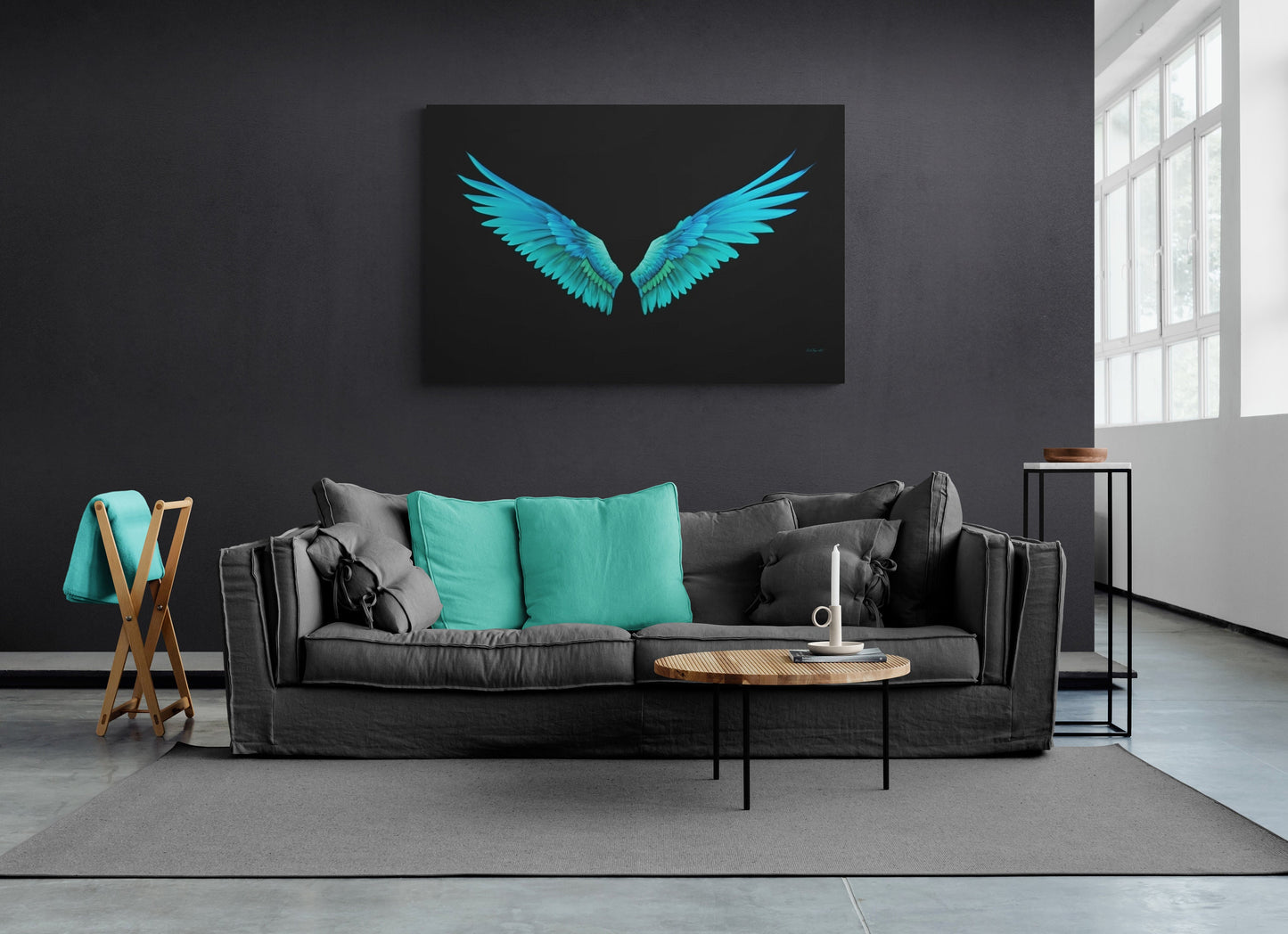 angel wings, turquoise, spiritual, wall art, wall art canvas, wall art dcor, religious, wall art dcor, angel wings art, wings, feathers - LOLA VEGAS ART