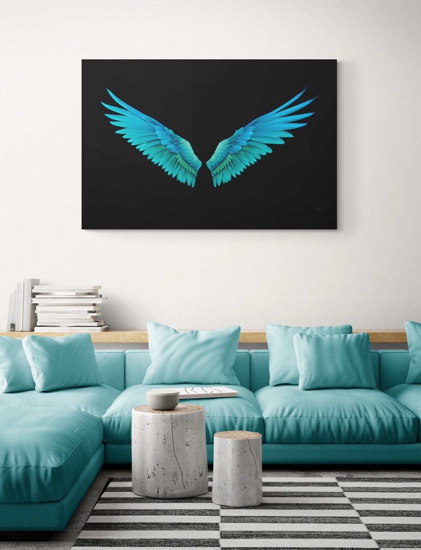 angel wings, turquoise, spiritual, wall art, wall art canvas, wall art dcor, religious, wall art dcor, angel wings art, wings, feathers - LOLA VEGAS ART