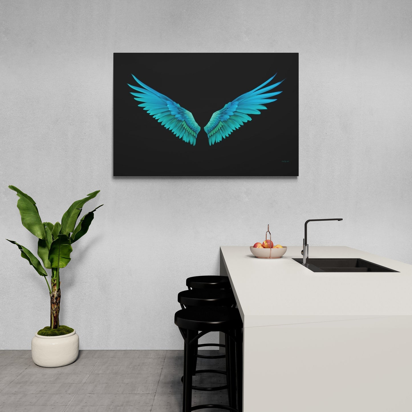 angel wings, turquoise, spiritual, wall art, wall art canvas, wall art dcor, religious, wall art dcor, angel wings art, wings, feathers - LOLA VEGAS ART