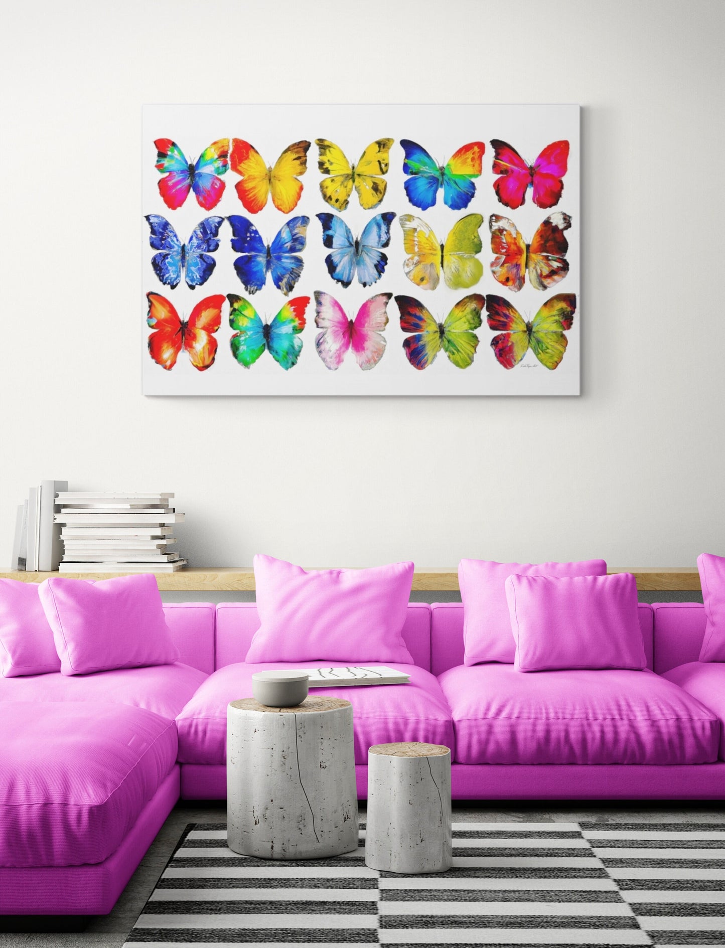 butterflies, insects, wall art, wall art canvas, wall art dcor, colorful wall art, wall art for women, gifts for women. nature art, summer - LOLA VEGAS ART