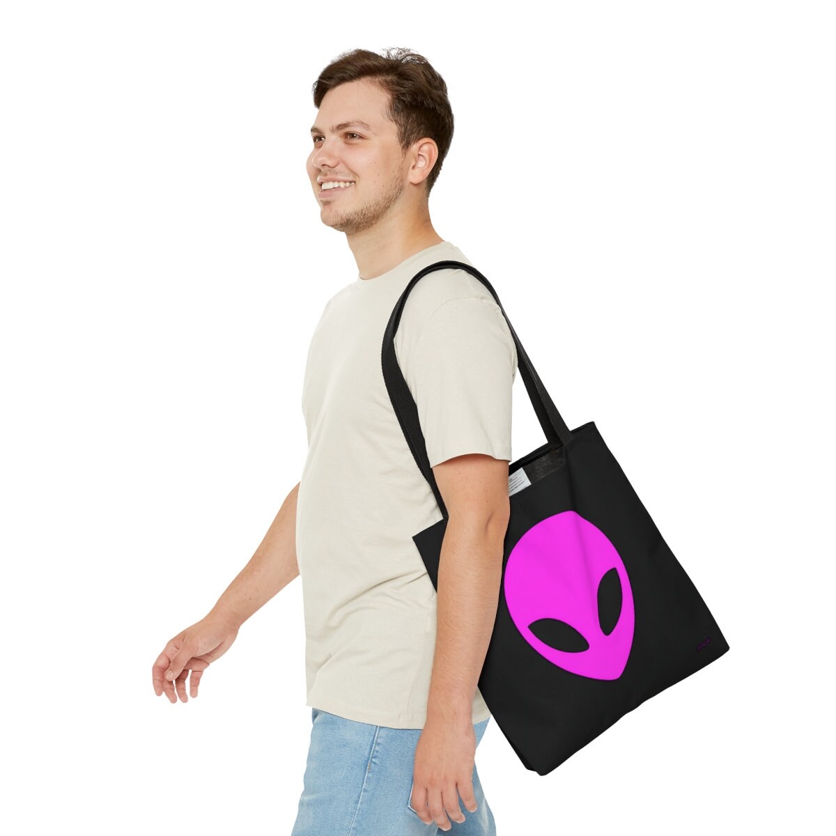 pink alien, bag, canvas bag, tote bag, gifts for women, canvas shopper, oversized canvas bag, reusable bag, shopping bag, tote bag for women