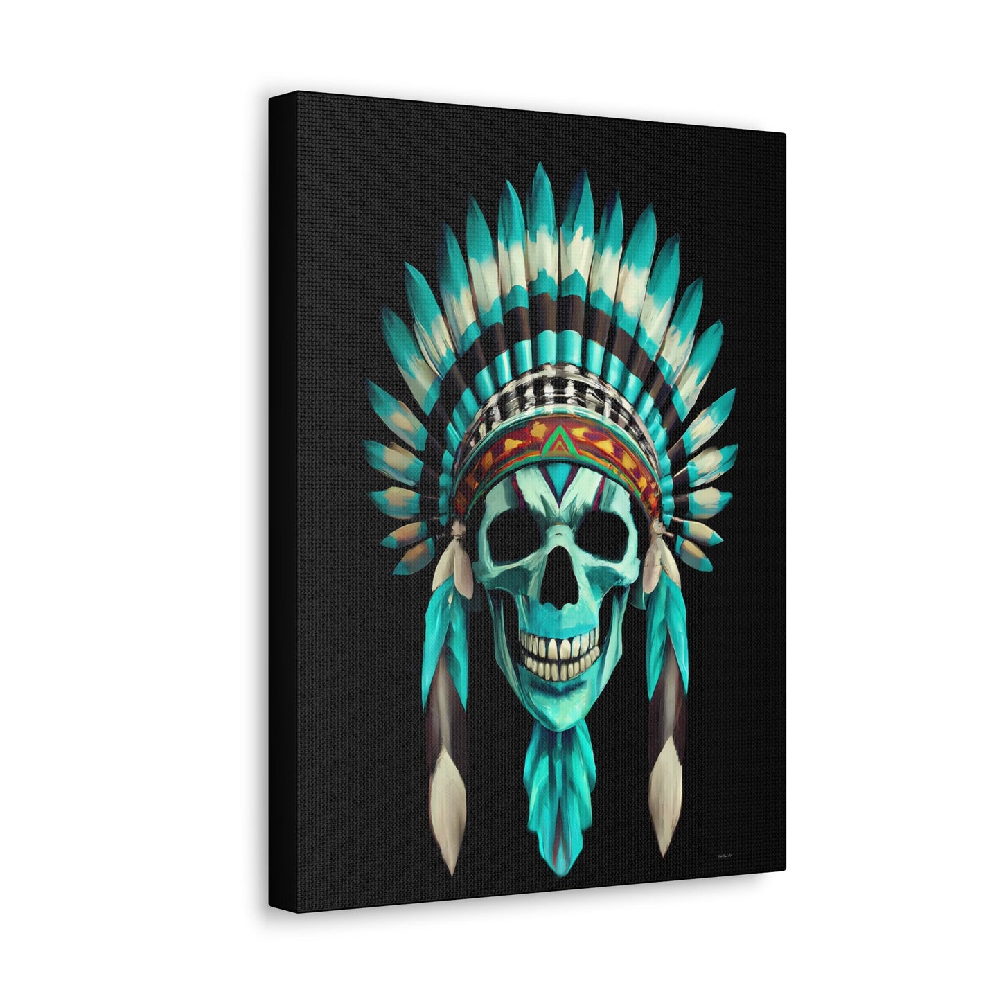 human skull, boho decor, native american decor, feather headdress, wall art, wall art canvas, wall art dcor, wall art unique, gothic