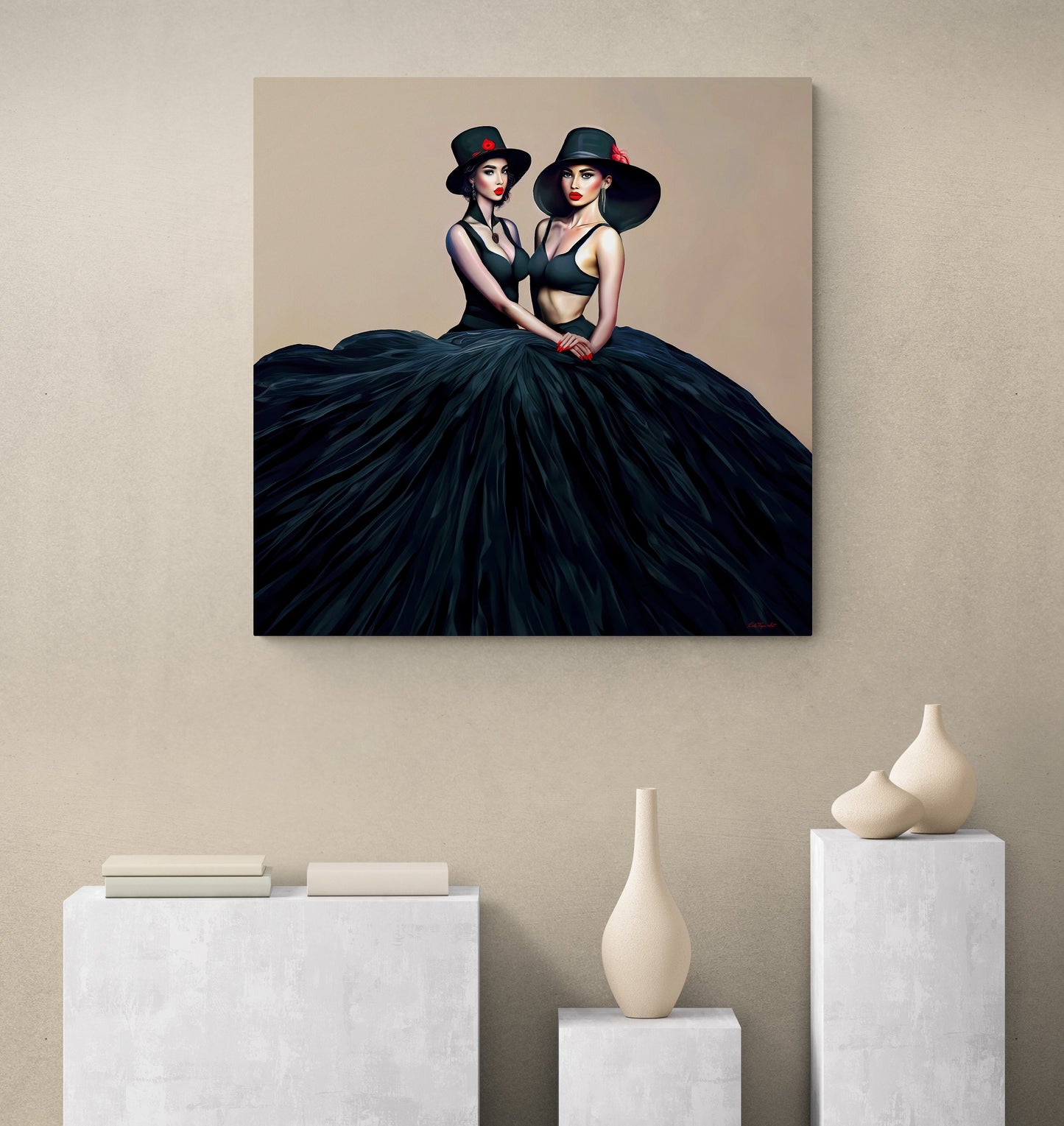 latina, fashion art,  wall art, wall art canvas, wall art decor, hats, wall art women, woman decor, feminine wall art,