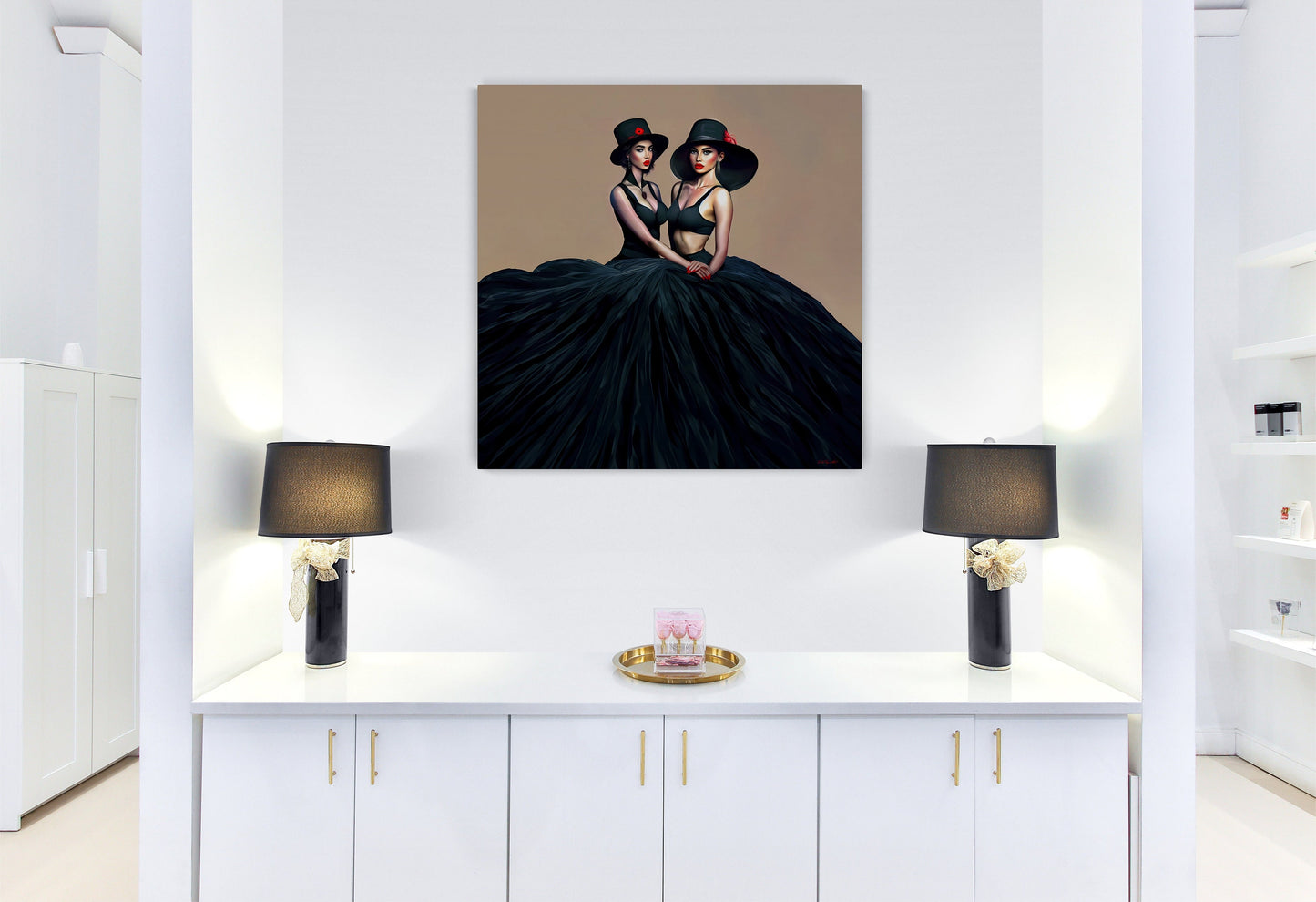 latina, fashion art,  wall art, wall art canvas, wall art decor, hats, wall art women, woman decor, feminine wall art,