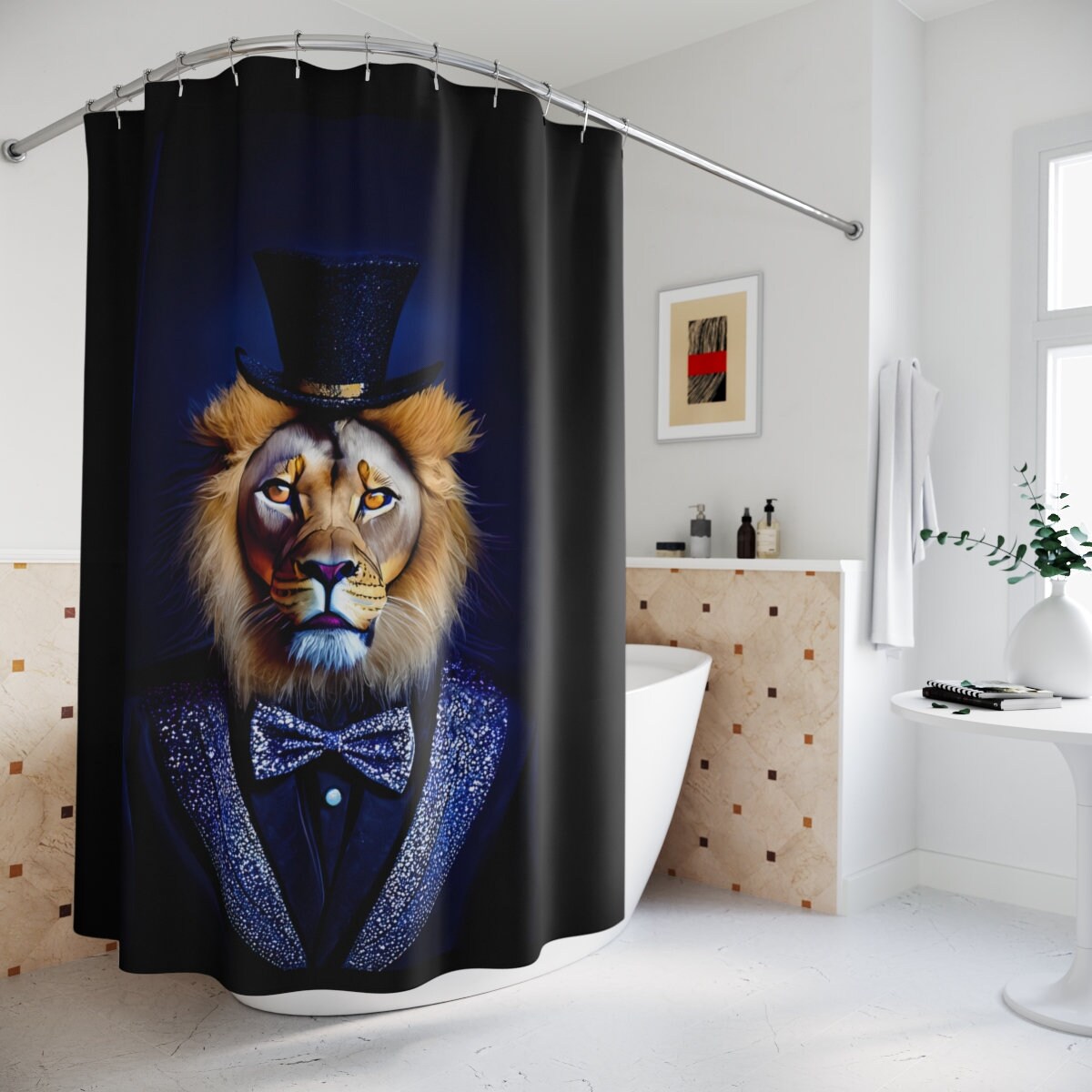 lion, big cat, animal art, shower curtain, home accessories, bathroom dcor, bathroom, home dcor, housewarming gift, shower room decor