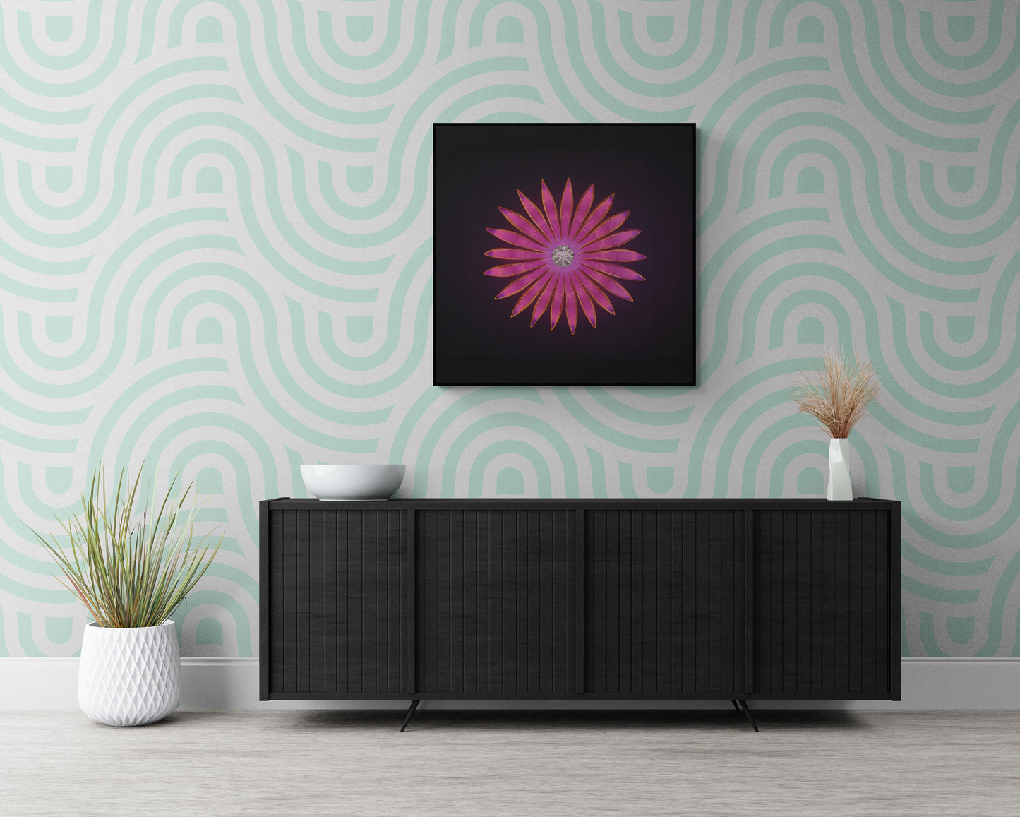 fuchsia diamond sunburst, wall art, wall art canvas, wall art dcor, room wall dcor, unique art, large wall art, ready to hang, pink,