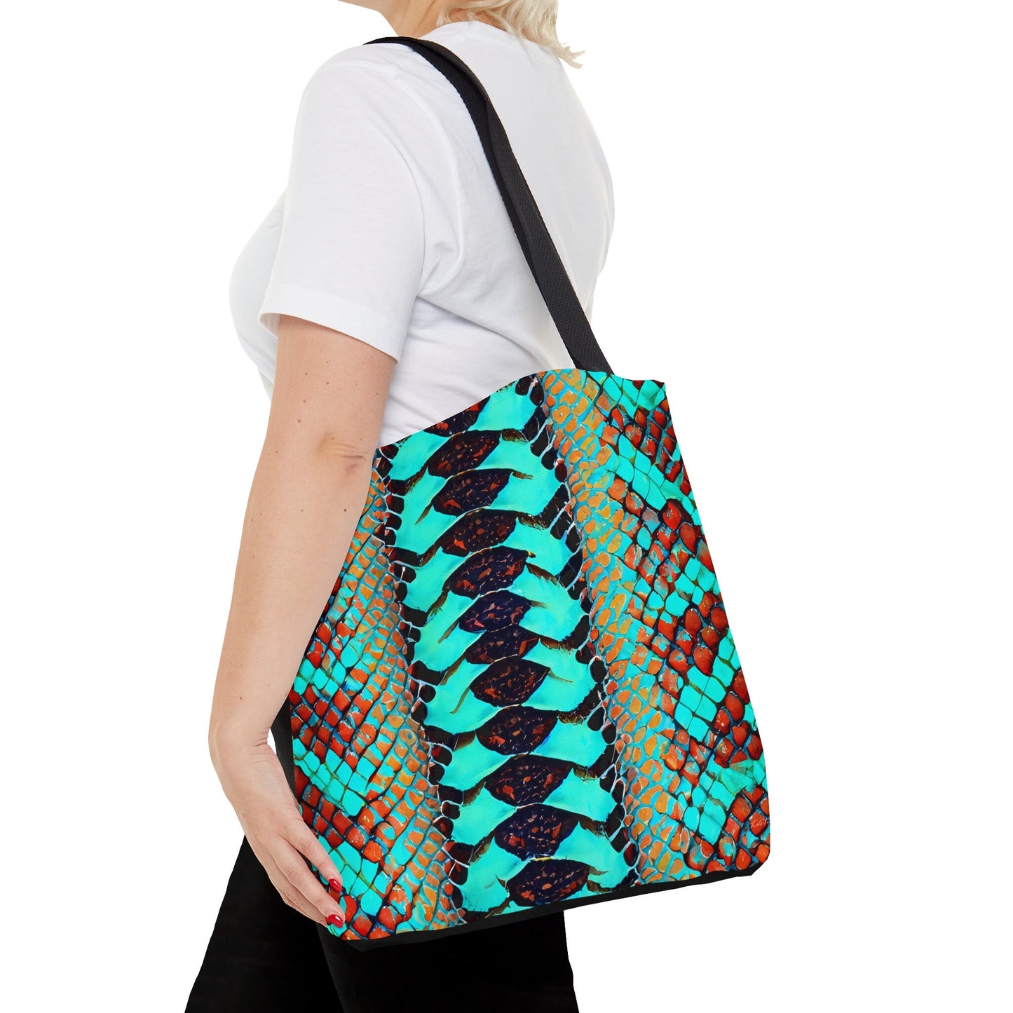 turquoise python snake print, bag, canvas bag, tote bag, gifts for women, oversized bag, reusable bag, shopping bag, tote bag for women