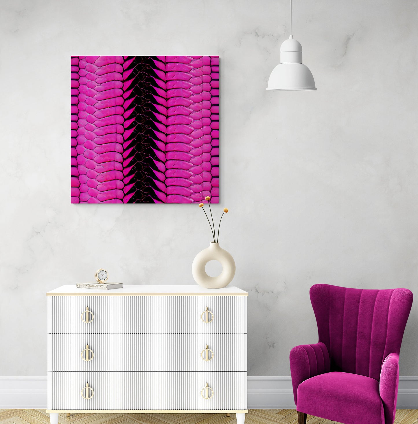 hot pink python snake skin canvas wall art, wall art, wall art canvas, wall art dcor, room wall dcor, unique art, exotic animal art - LOLA VEGAS ART