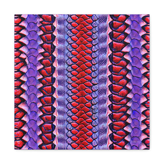 red and purple python snake skin canvas wall print,