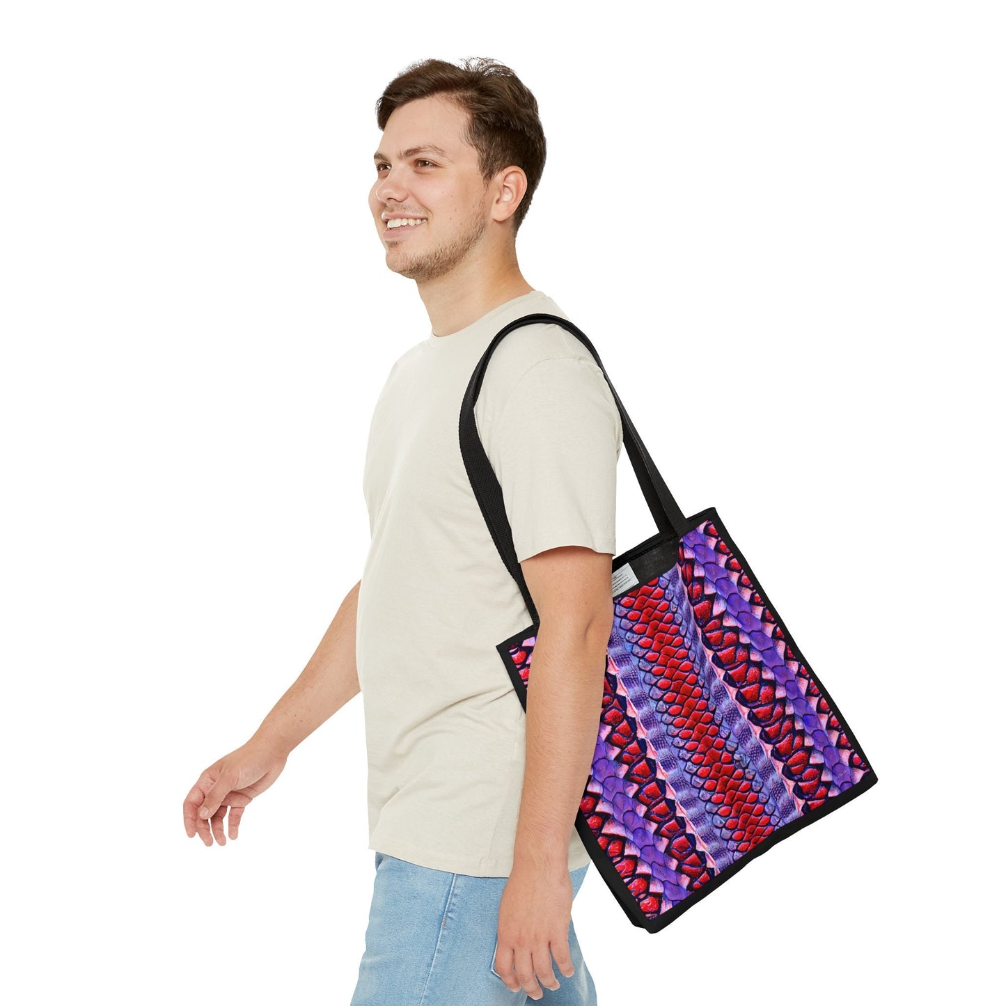 red and purple python snake skin print tote bag,canvas bag,  gifts for women, large bag, reusable bag, shopping bag, tote bag for women