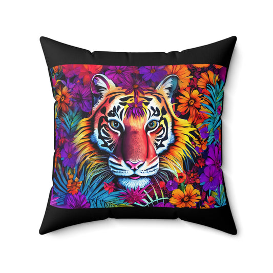 tiger, flowers, decorative pillow, living room pillow, bedroom pillow, throw pillow, pillows, cushions, decorative pillows, accent pillow