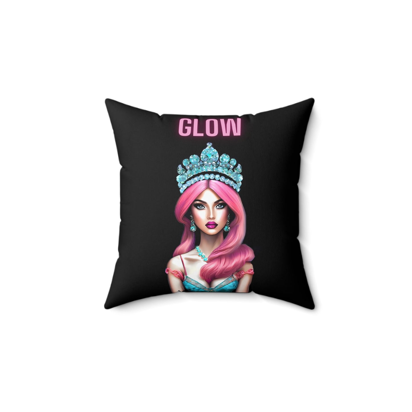 queen, pink hair, crown, decorative pillow, living room pillow, bedroom pillow, throw pillow, pillows, decorative pillows, accent pillow