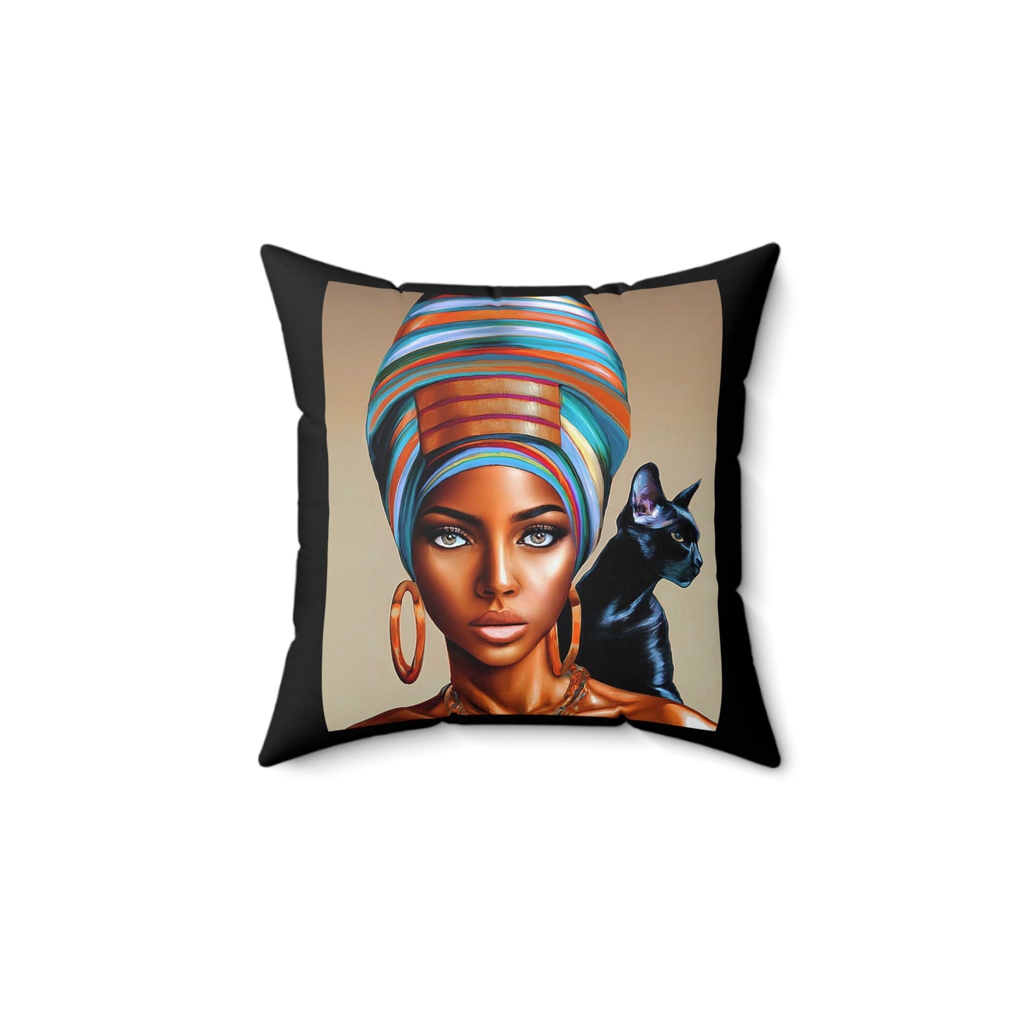 black woman, cat, decorative pillow, living room pillow, bedroom pillow, throw pillow, pillows, cushions, decorative pillows, accent pillow