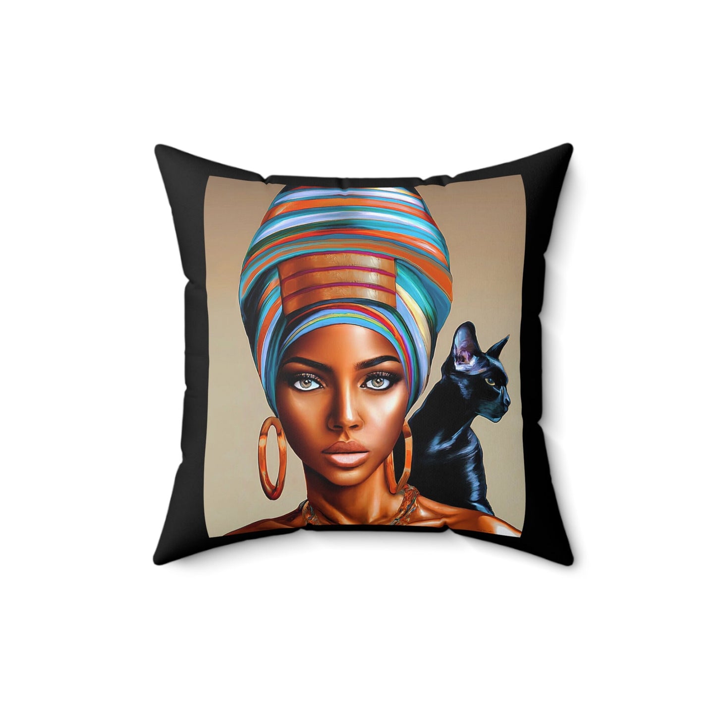 black woman, cat, decorative pillow, living room pillow, bedroom pillow, throw pillow, pillows, cushions, decorative pillows, accent pillow