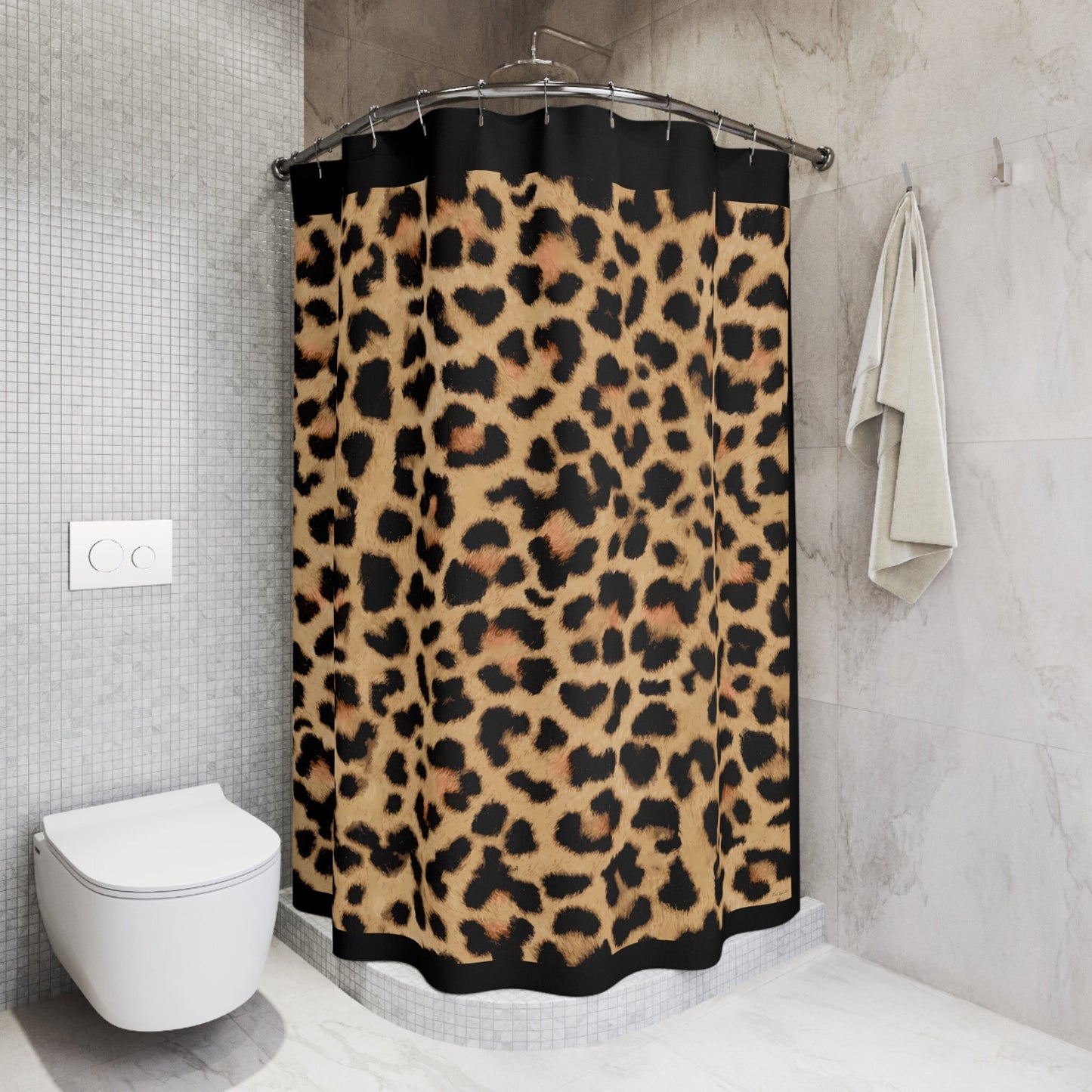 leopard print shower curtain, shower curtain, home accessories, bathroom dcor, bathroom, home dcor, housewarming gift, shower room decor