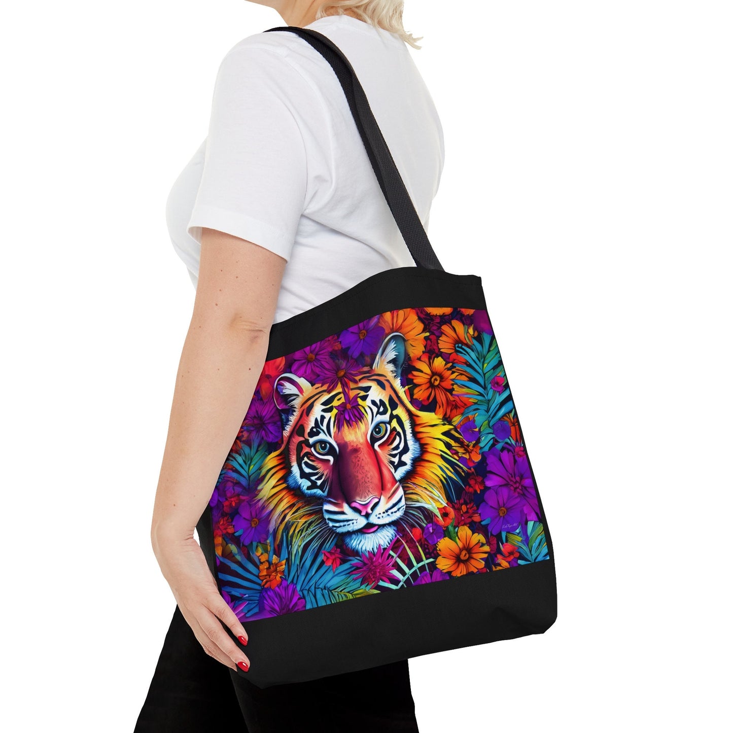 tiger, flowers, big cat,  bag, canvas bag, tote bag, gifts for women, shopper, large  bag, reusable bag, shopping bag, tote bag for women