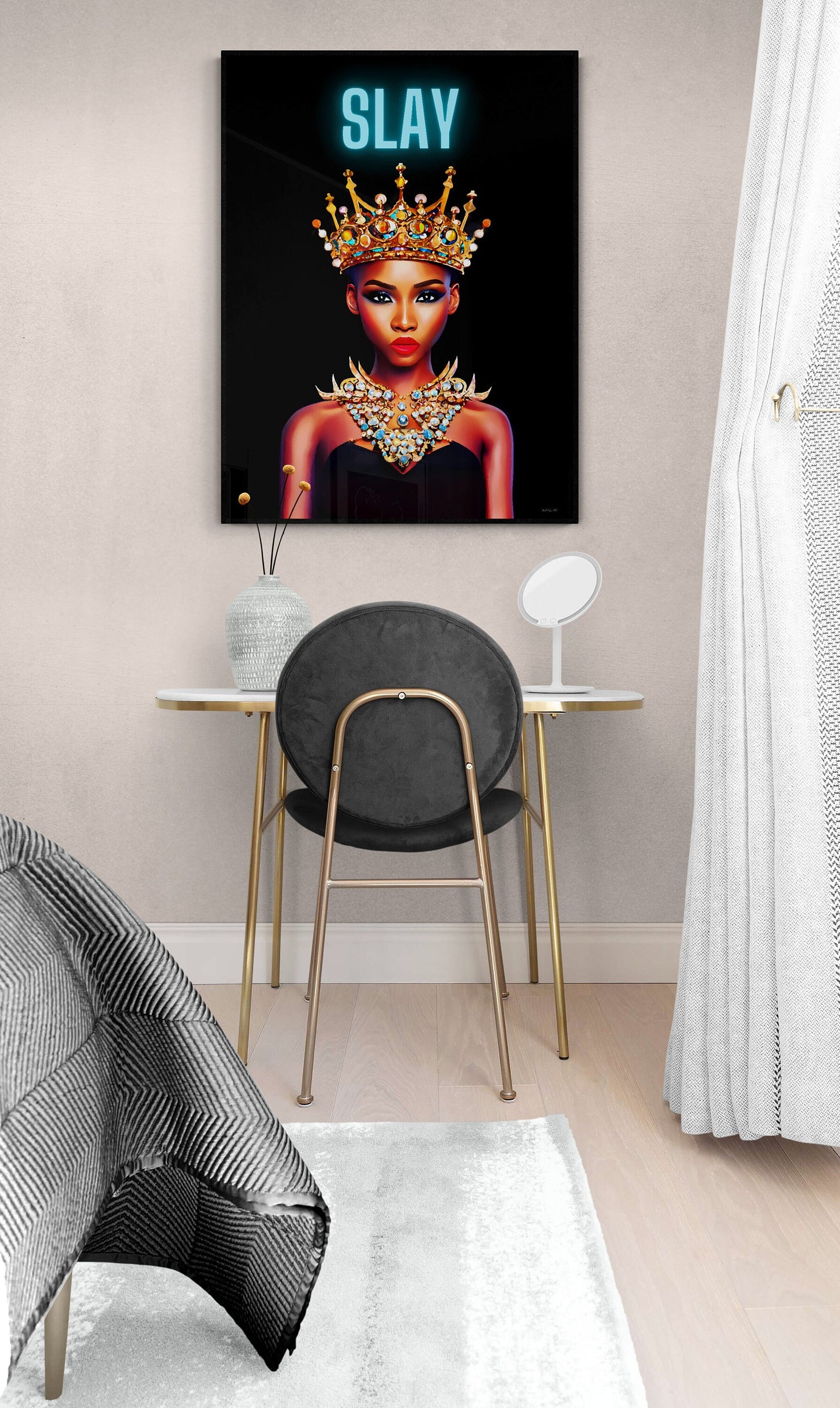 black girl magic, queen, african american, crown, wall art, wall art canvas, wall art dcor, glamour, beauty, fashion, goddess, black woman