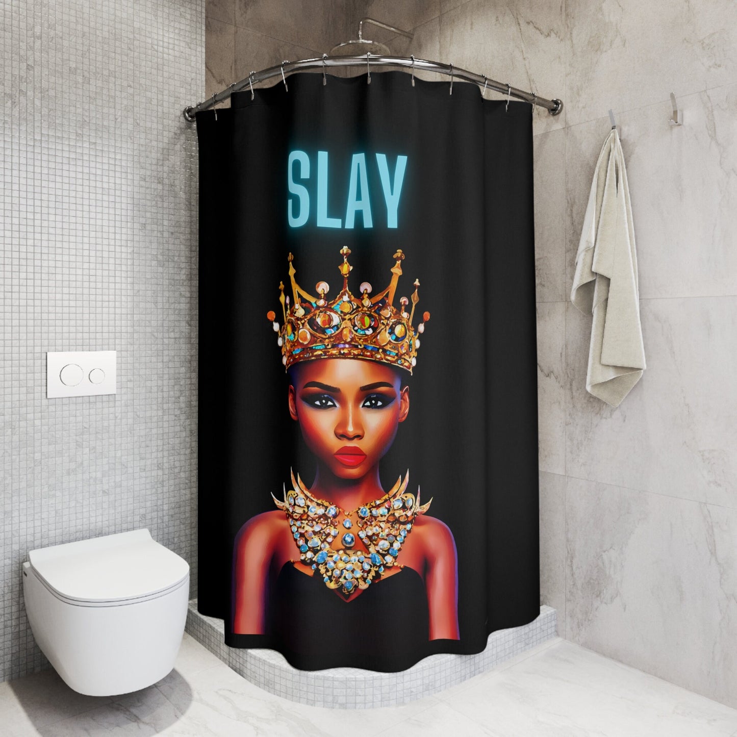 black girl magic, queen, shower curtain, home accessories, bathroom dcor, bathroom, home dcor, housewarming gift, shower room decor