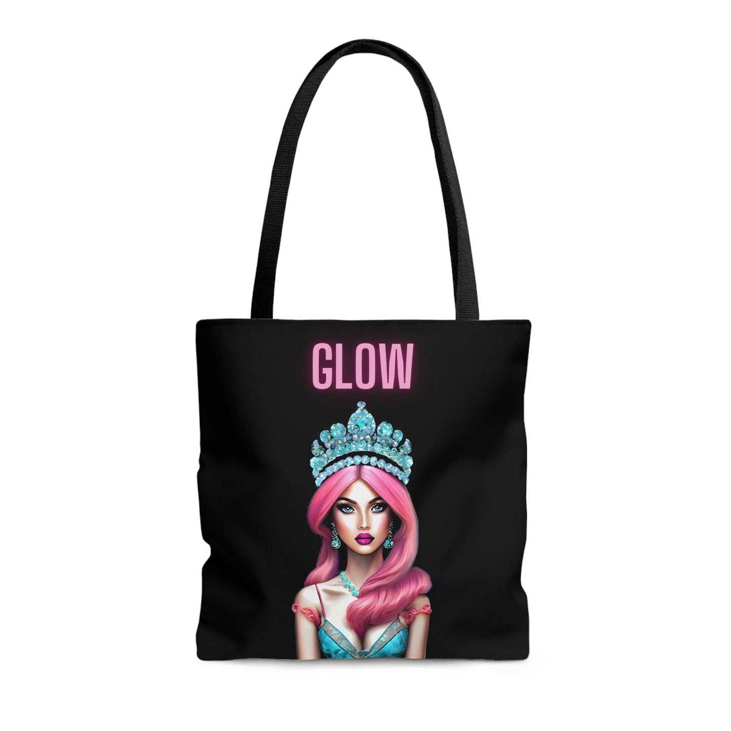 queen, pink hair, crown, bag, canvas bag, tote bag, gifts for women, oversized canvas bag, reusable bag, shopping bag, tote bag for women - LOLA VEGAS ART