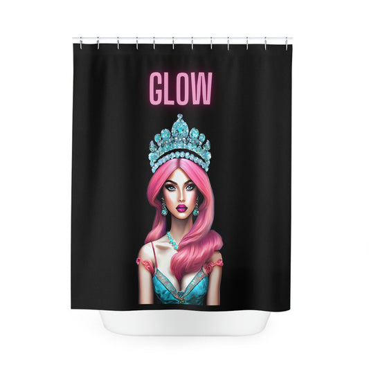 queen, pink hair, crown,  shower curtain, home accessories, bathroom dcor, bathroom, home dcor, housewarming gift, shower room decor, - LOLA VEGAS ART