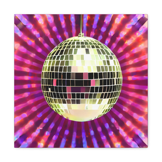 gold disco ball, wall art, wall art canvas, wall art dcor, contemporary art, modern decor, pink, purple, glamorous, eclectic, fashion art - LOLA VEGAS ART