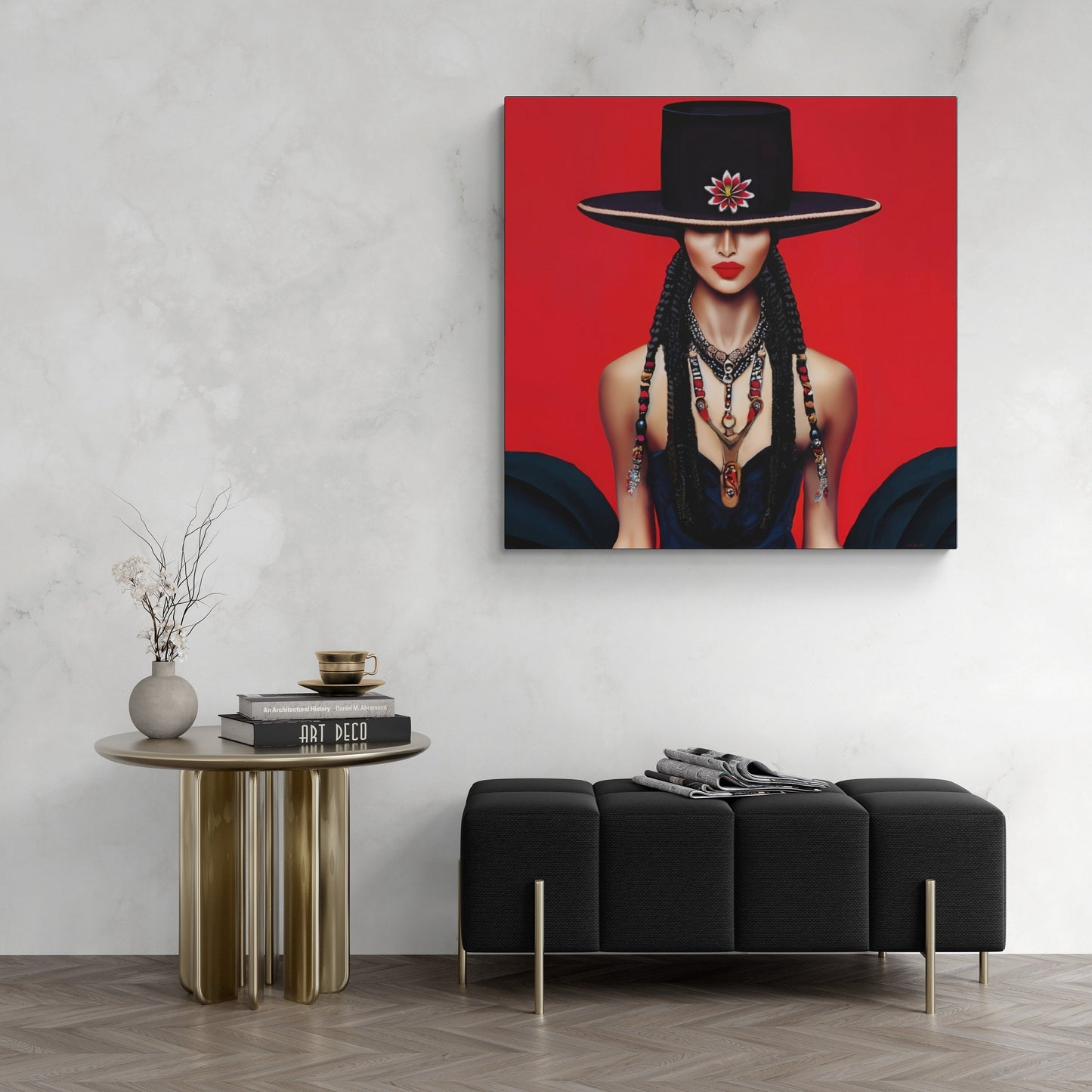 latina woman in a bolero hat, wall art, wall art canvas, wall art dcor, southwestern art, wall art woman, woman decor, feminine wall art