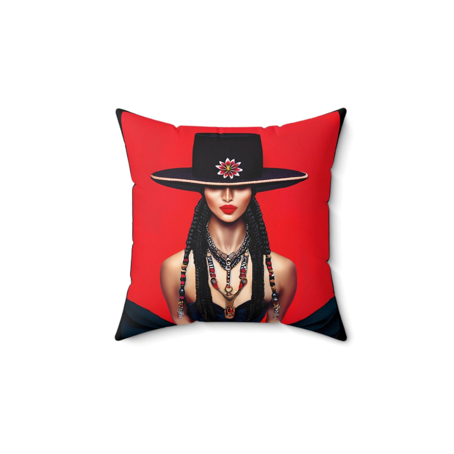 latina woman in bolero hat, decorative pillow, living room pillow, bedroom pillow, throw pillow, pillows, decorative pillows, accent pillow