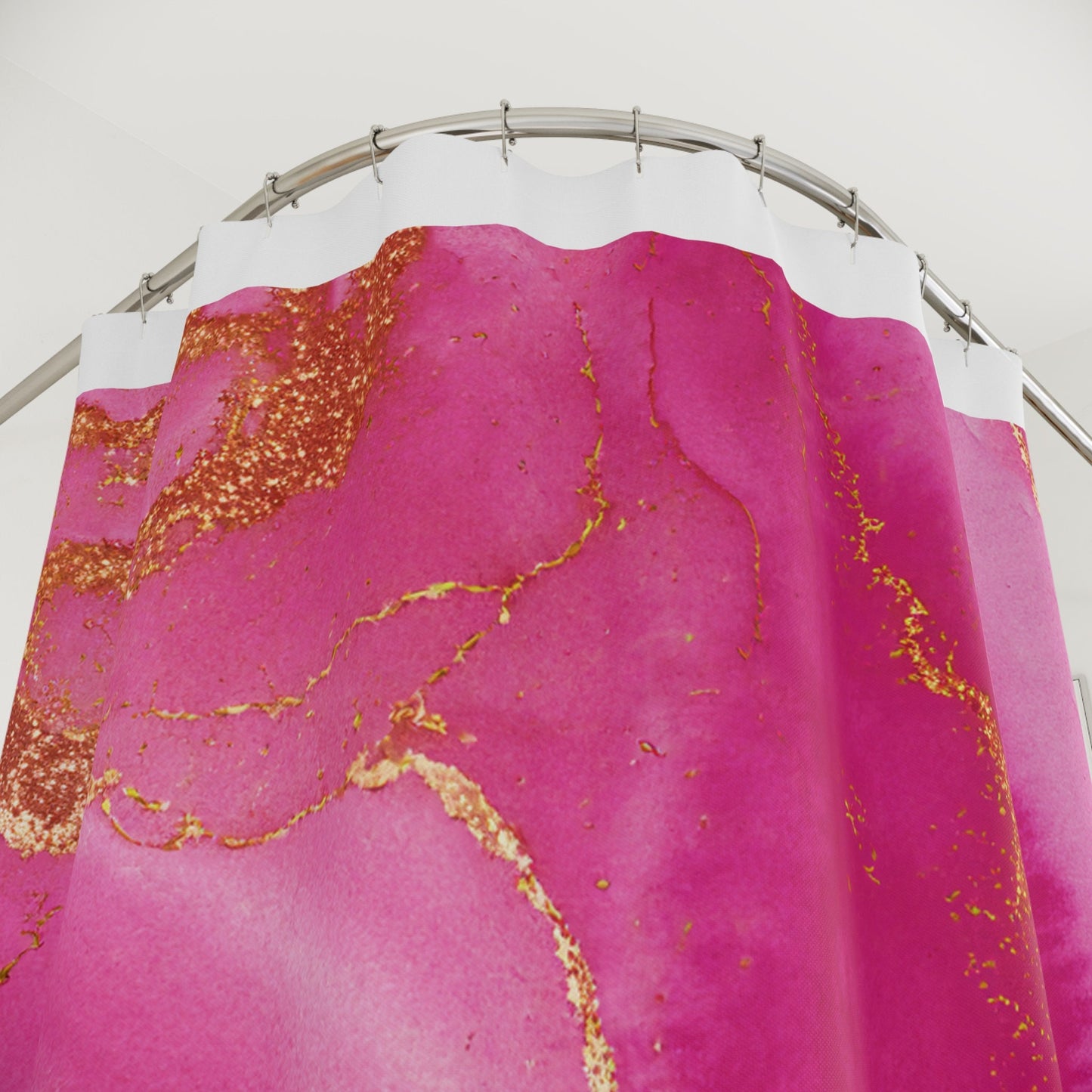 fuchsia gold abstract shower curtain, home accessories, bathroom dcor, bathroom, home dcor, housewarming gift, pink shower room decor