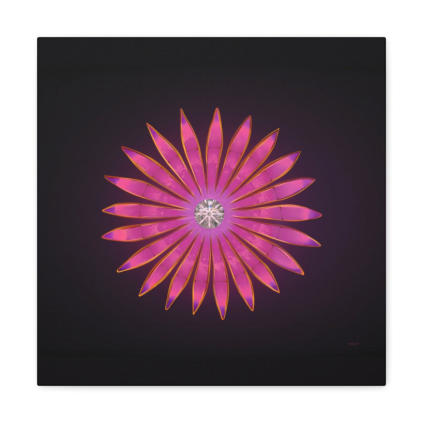 fuchsia diamond sunburst, wall art, wall art canvas, wall art dcor, room wall dcor, unique art, large wall art, ready to hang, pink,