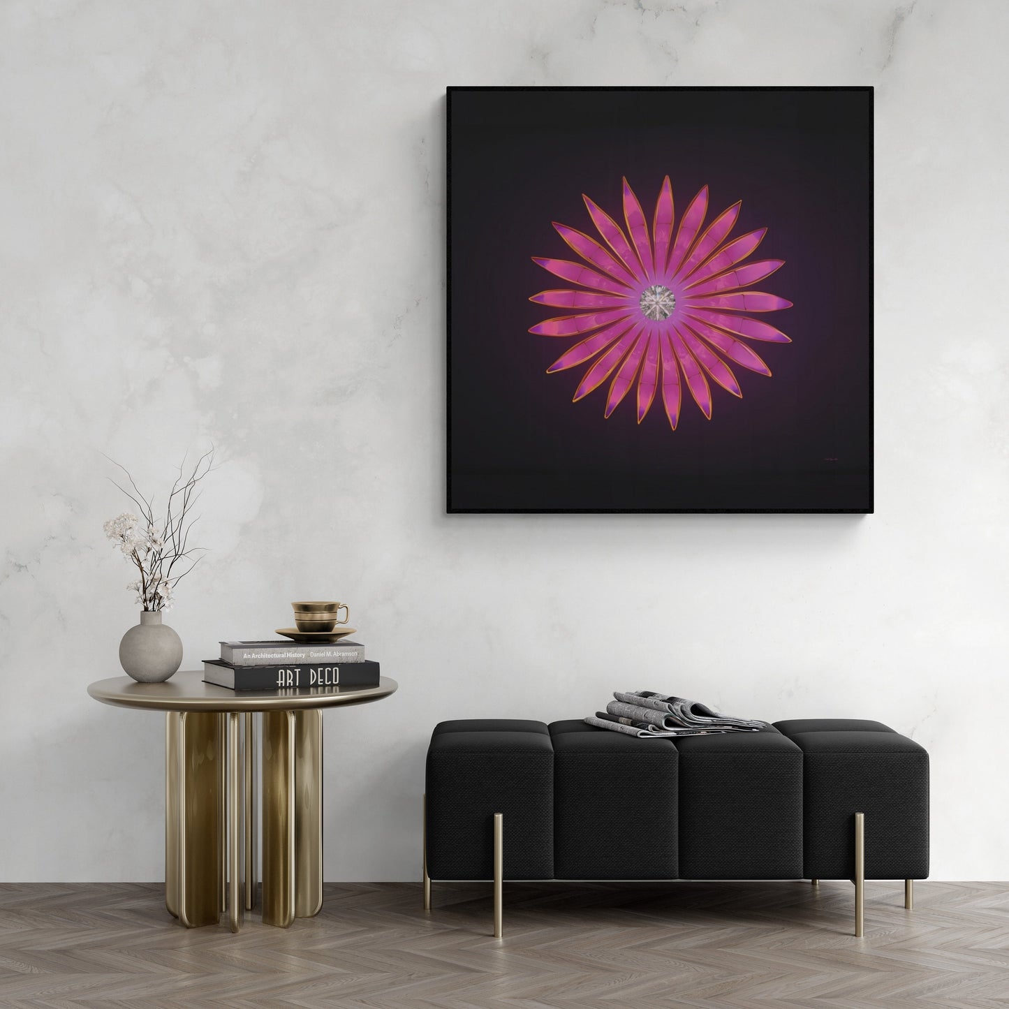 fuchsia diamond sunburst, wall art, wall art canvas, wall art dcor, room wall dcor, unique art, large wall art, ready to hang, pink,